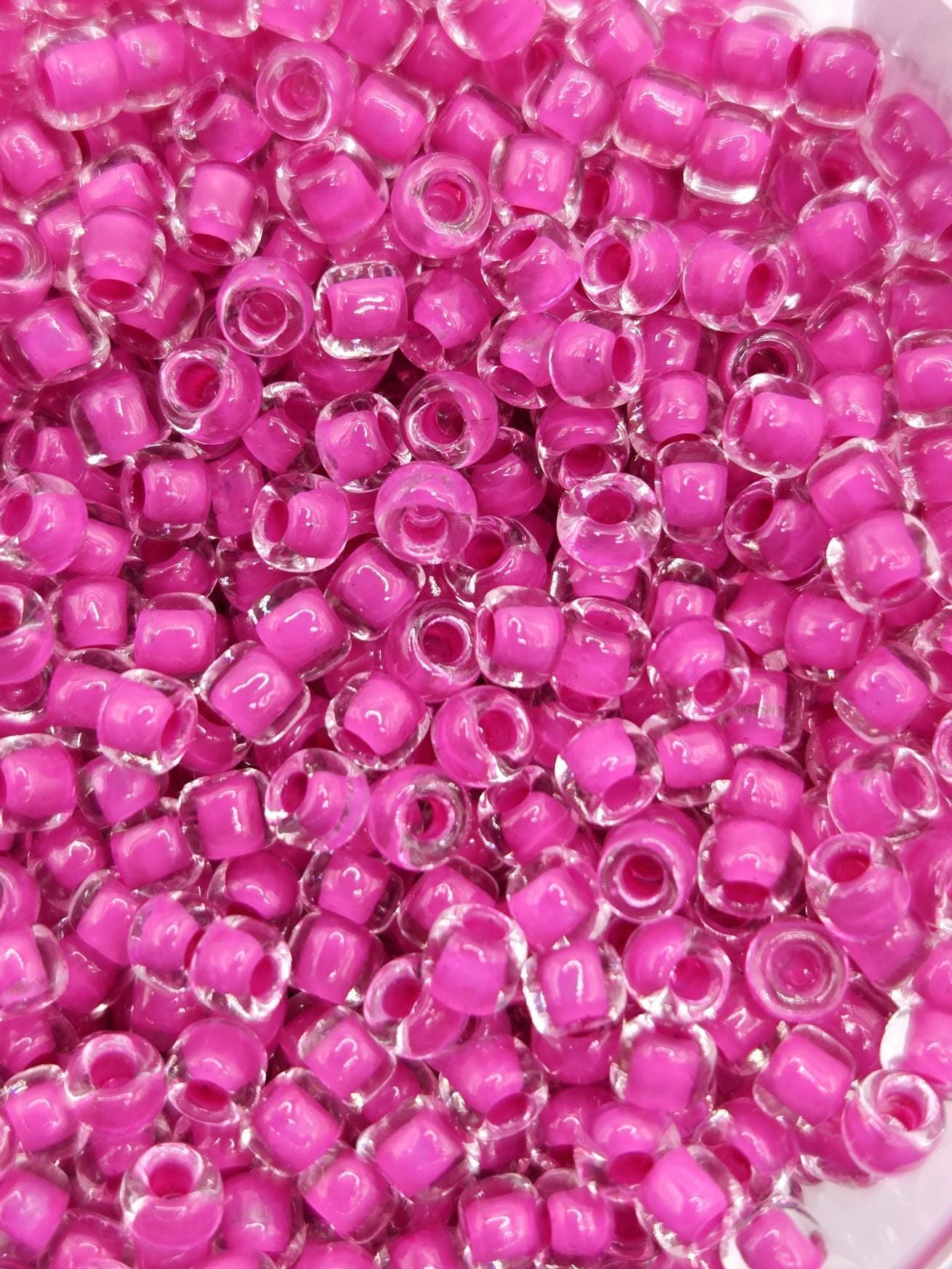 Translucent Inside Color Hot Pink 8/0 Round Japanese Seed Beads (15g pkg)