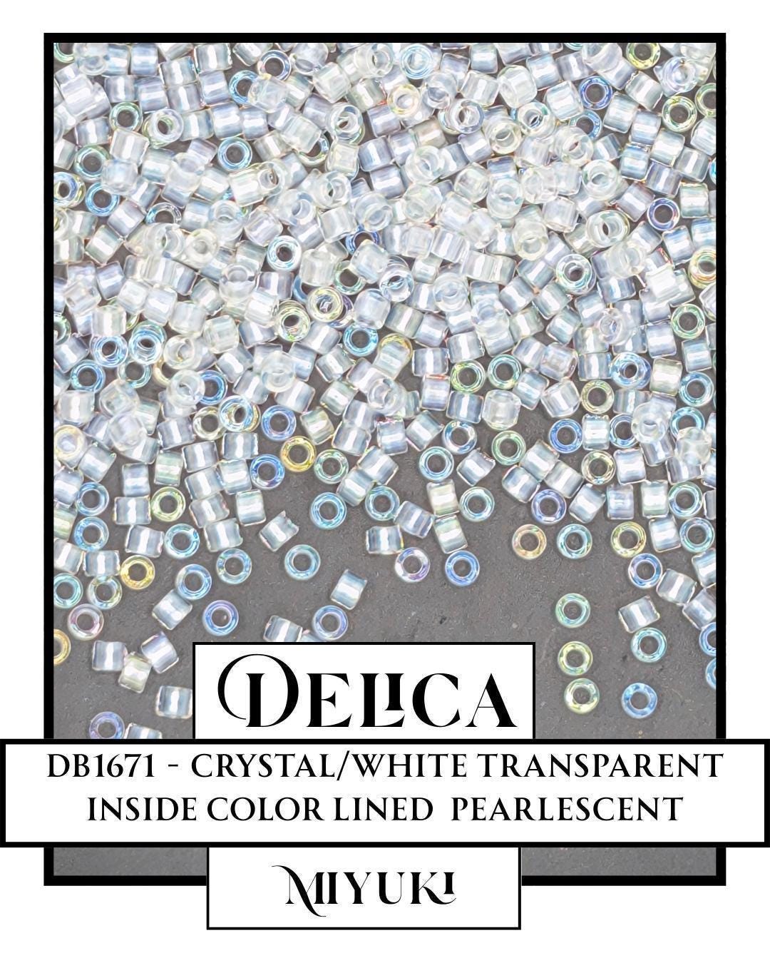 DB1671 - Pearl Lined Crystal AB | Miyuki Delica Size 11/0 Seed Beads for Jewelry Making & Bead Weaving (7.5g pkg)
