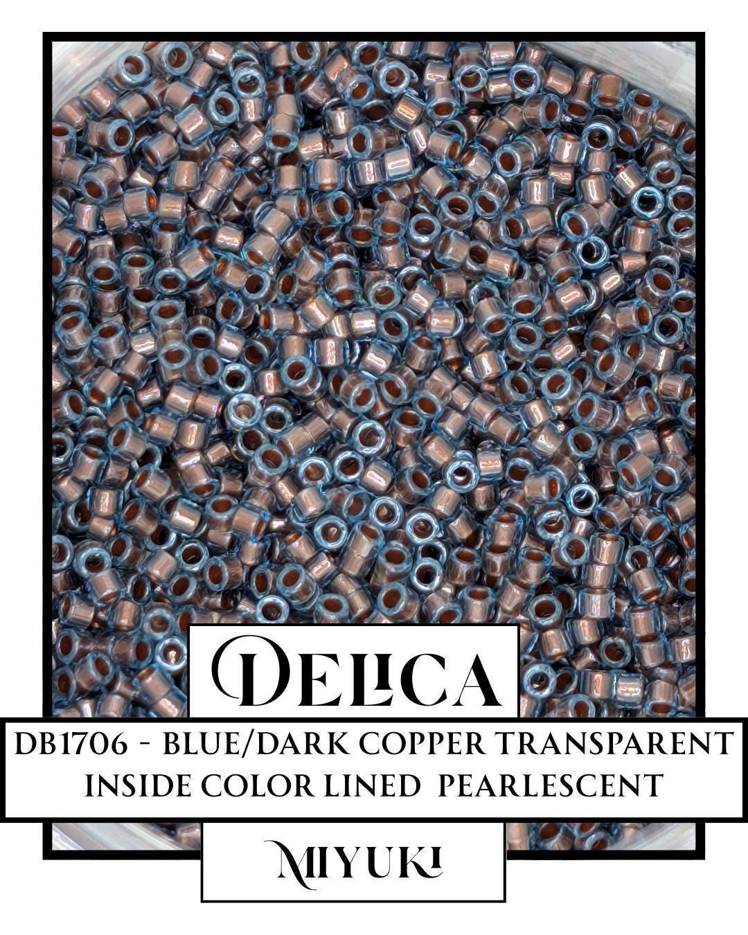 DB1706 - Copper Pearl Lined Aqua | Miyuki Delica Size 11/0 Seed Beads for Jewelry Making & Bead Weaving (7.5g pkg)