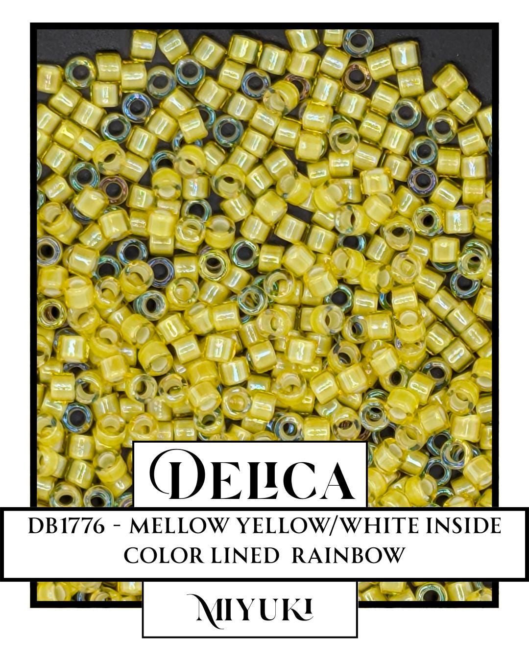 The image is a close-up of a large pile of yellow beads, possibly beads from a necklace or bracelet. The beads are arranged in a pattern, creating a visually striking and colorful display.