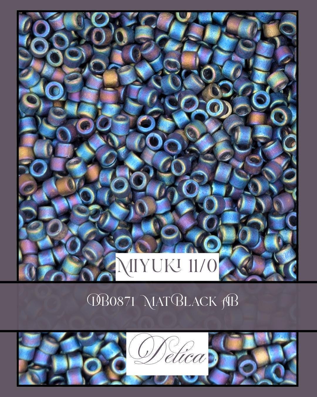 DB0871 - Mat Black AB | Miyuki Delica Size 11/0 Seed Beads for Jewelry Making & Bead Weaving (7.5g pkg)