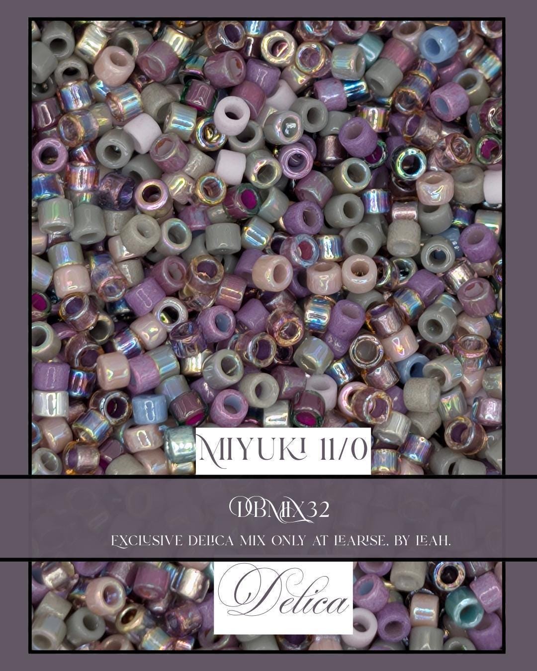 DBMIX32 Miyuki Delica Mix Seed Beads 11/0, Exclusive Bead Mix By Leah (7.5g pkg) | Bead Weaving | High Quality Uniform Beads