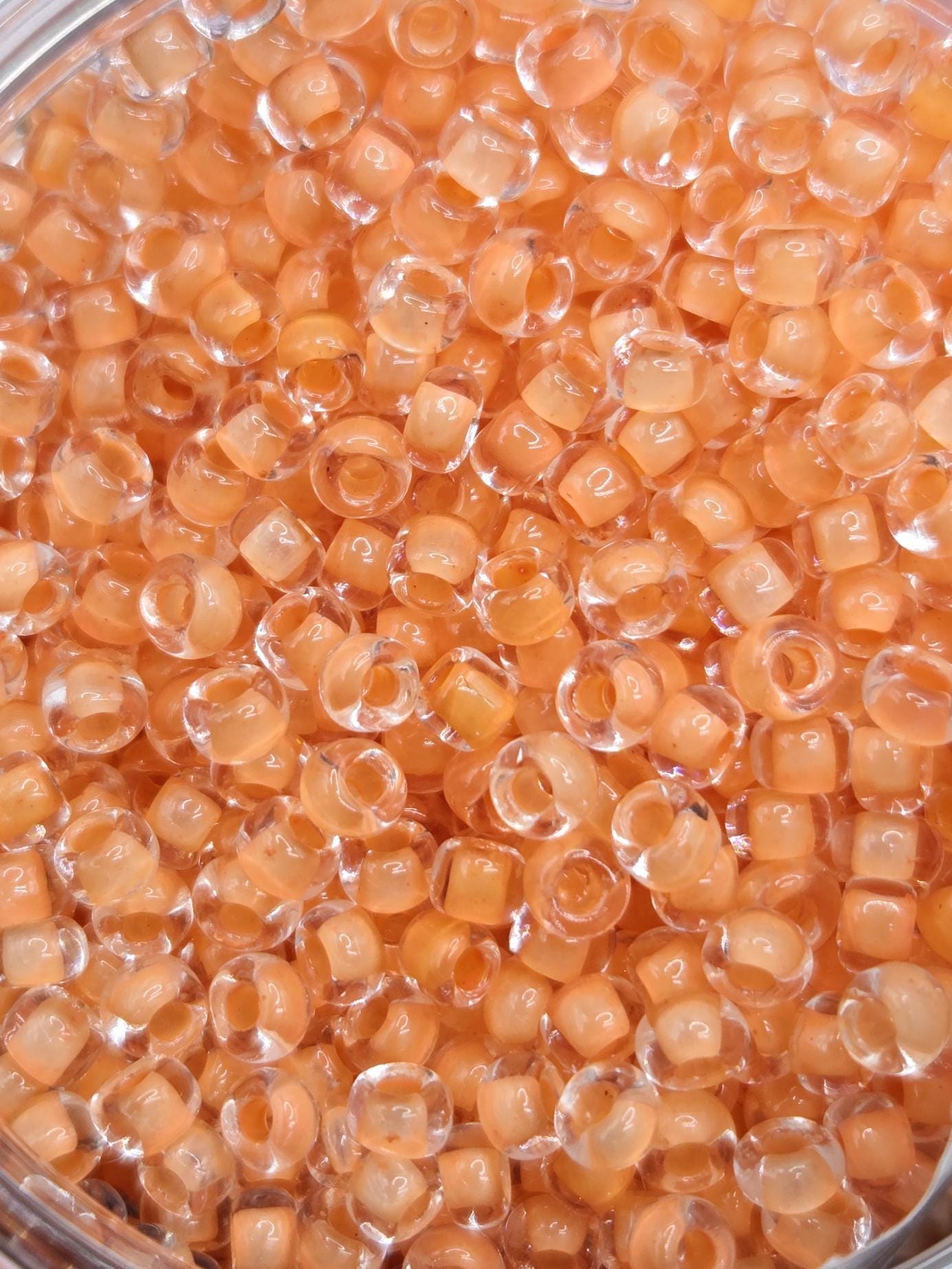 Translucent Inside Color Tangerine 8/0 Round Japanese Seed Beads (15g pkg)