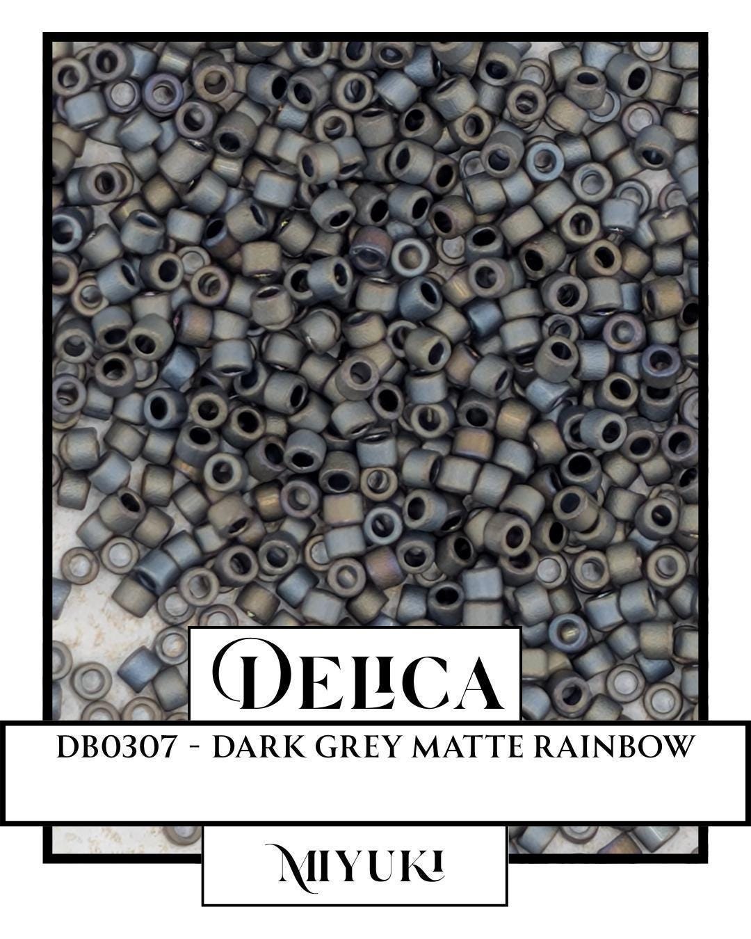 DB0307 - Dark Grey Matte Rainbow (7.5g pkg) | Bead Weaving | High Quality Uniform Beads