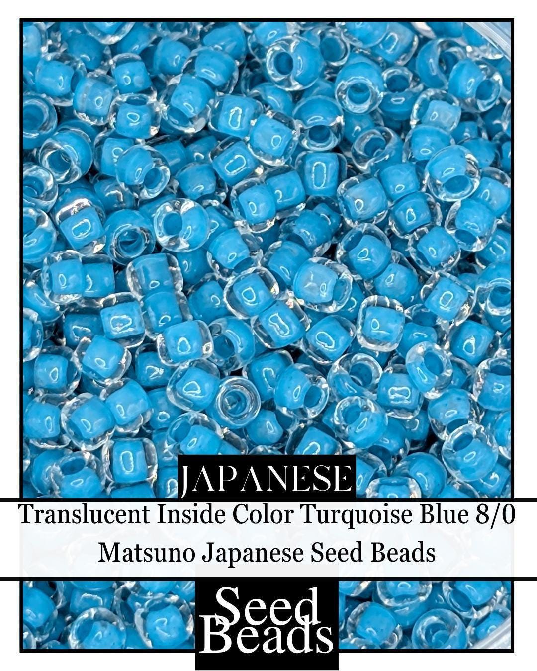 Translucent Inside Color Turquoise Blue 8/0 Round Japanese Seed Beads (15g pkg)