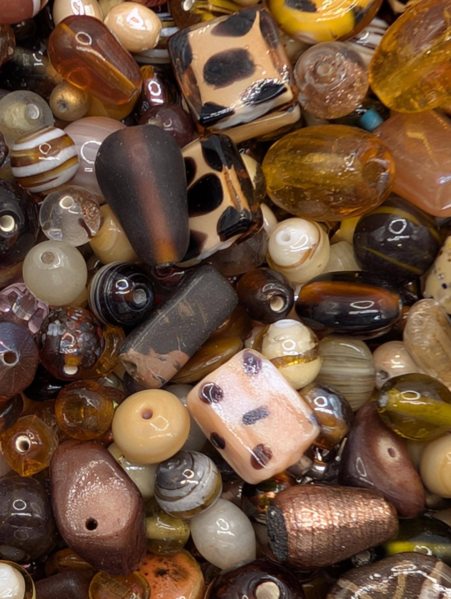 Bulk Lampwork Glass Beads: Earthy Tones, Artisan Jewelry Making 30g Pkg