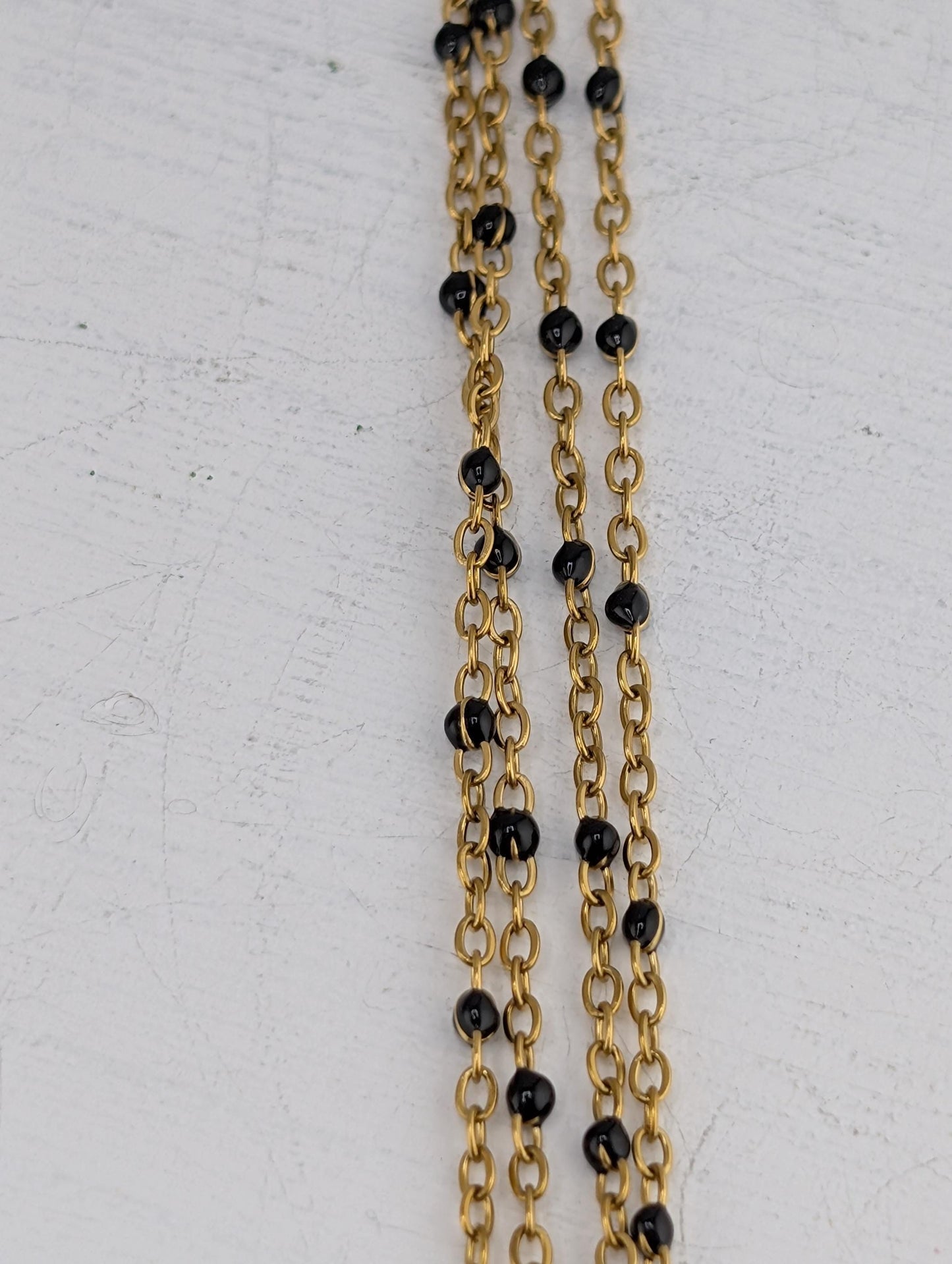 Stainless Steel Silver and Gold Plated Enamel Beaded Cable Link Chain For Jewelry Making