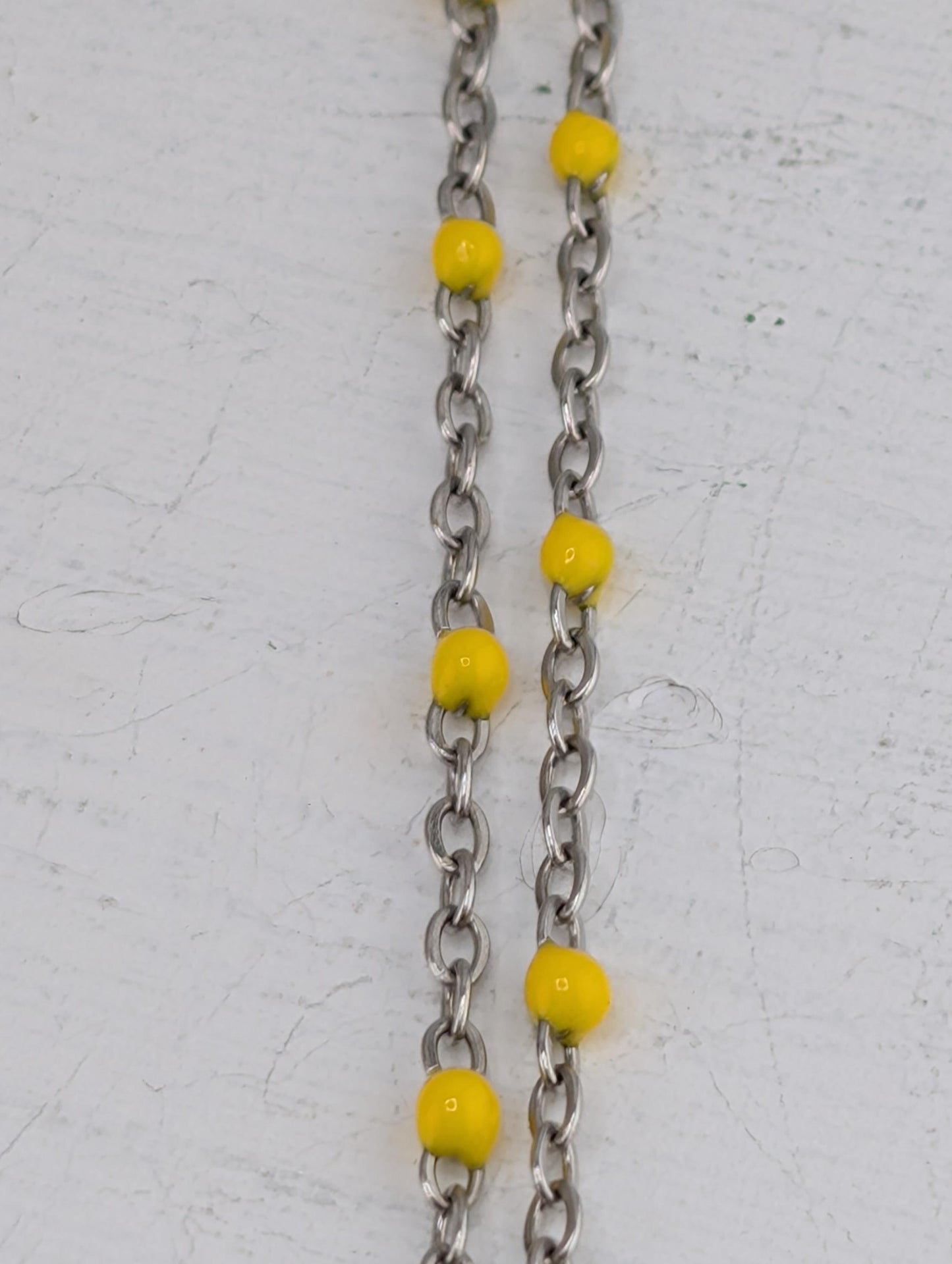 Stainless Steel Silver and Gold Plated Enamel Beaded Cable Link Chain For Jewelry Making