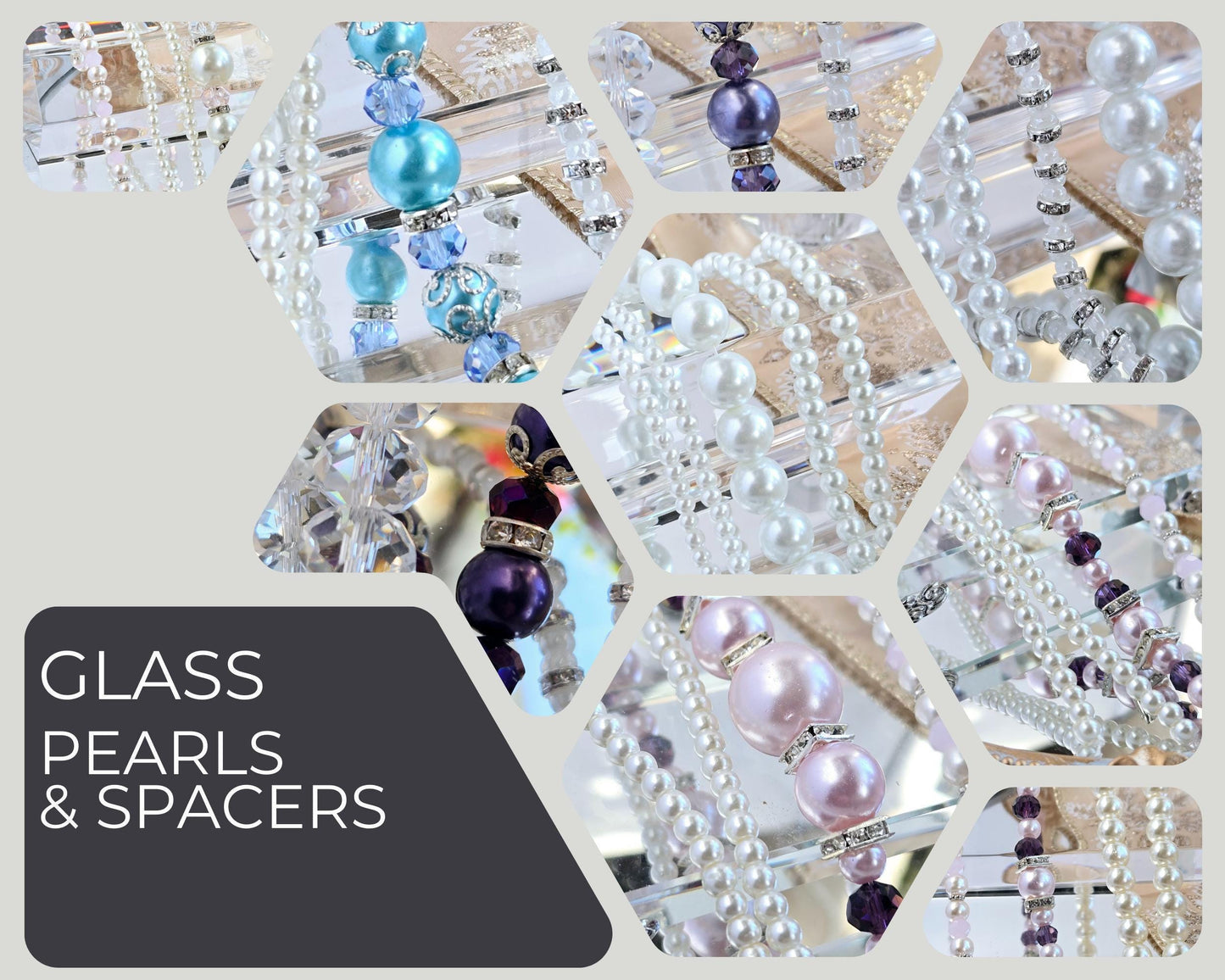 Three Strand Packages of Assorted Glass Pearls and Spacer Beads