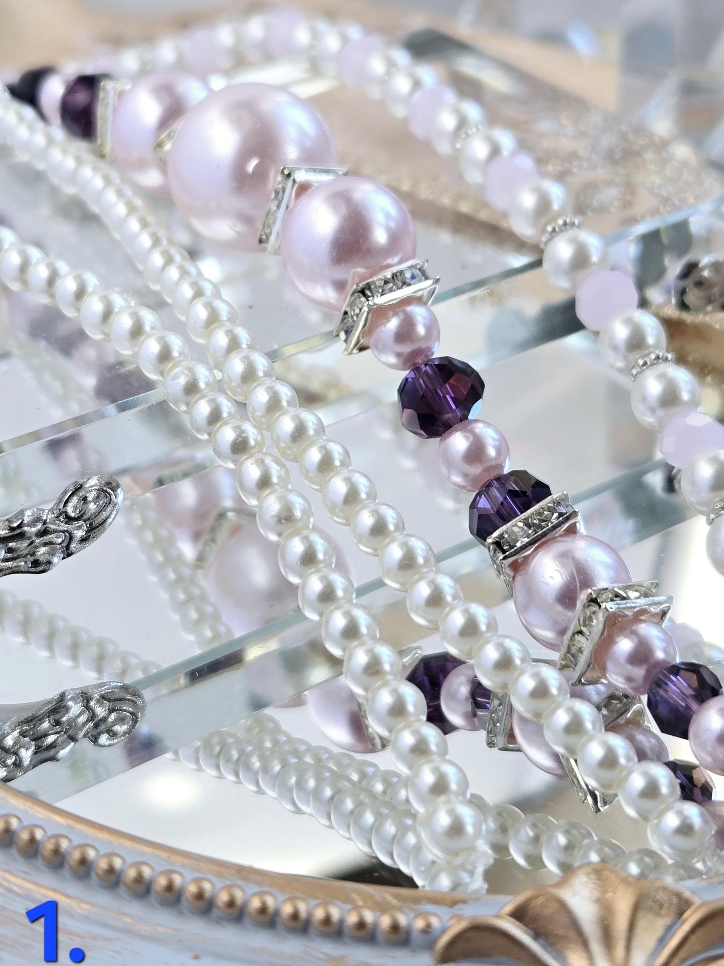 Three Strand Packages of Assorted Glass Pearls and Spacer Beads