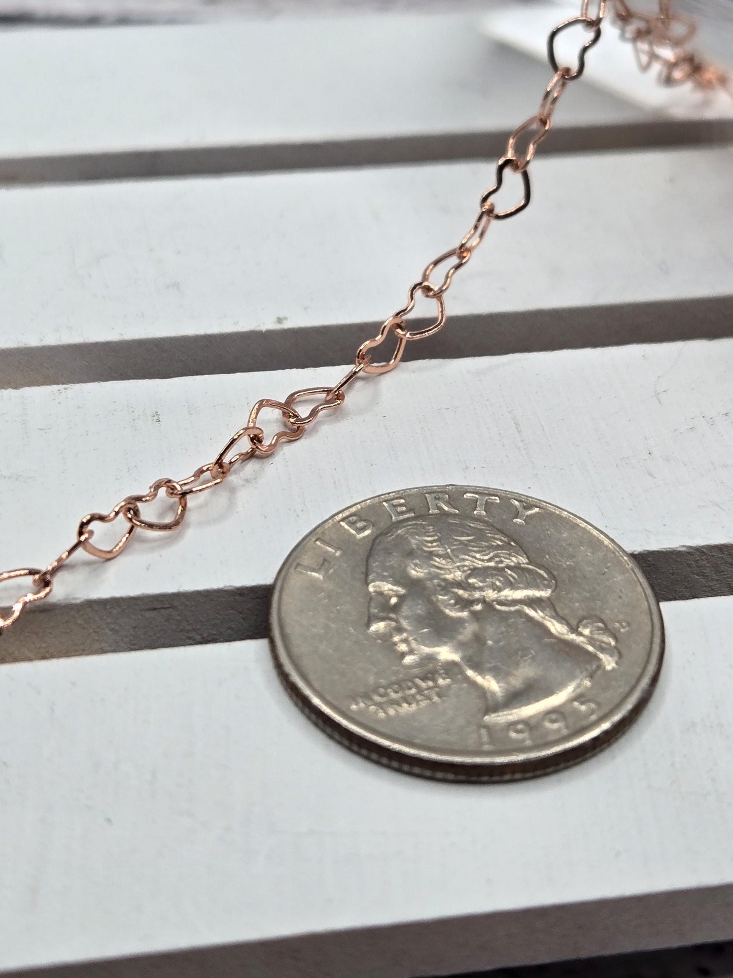 18k Rose Gold Plated Heart Link Chain: Jewelry Making Supplies