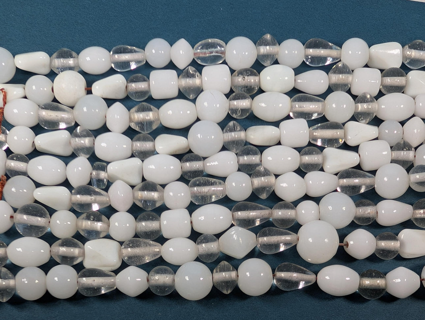 Handmade India Glass Beads: Clear & White Jewelry Making Supplies