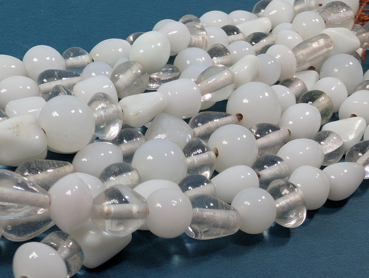 Handmade India Glass Beads: Clear & White Jewelry Making Supplies