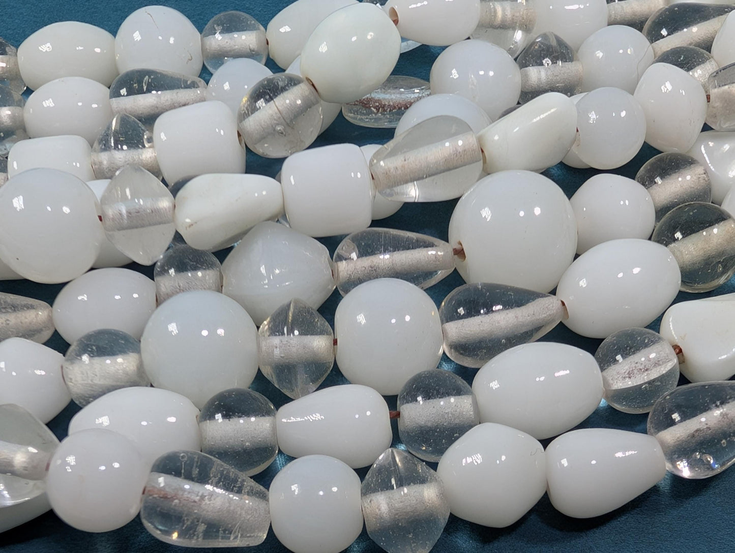Handmade India Glass Beads: Clear & White Jewelry Making Supplies
