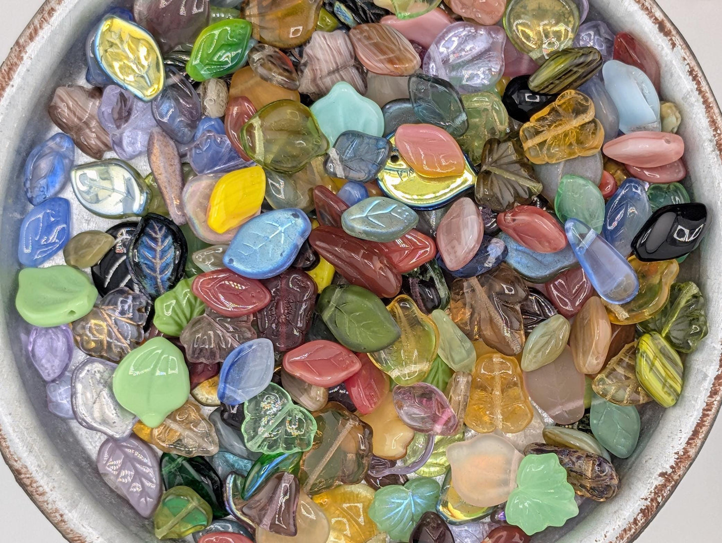 Czech Pressed Glass Leaf Bead Mix 30g pkg