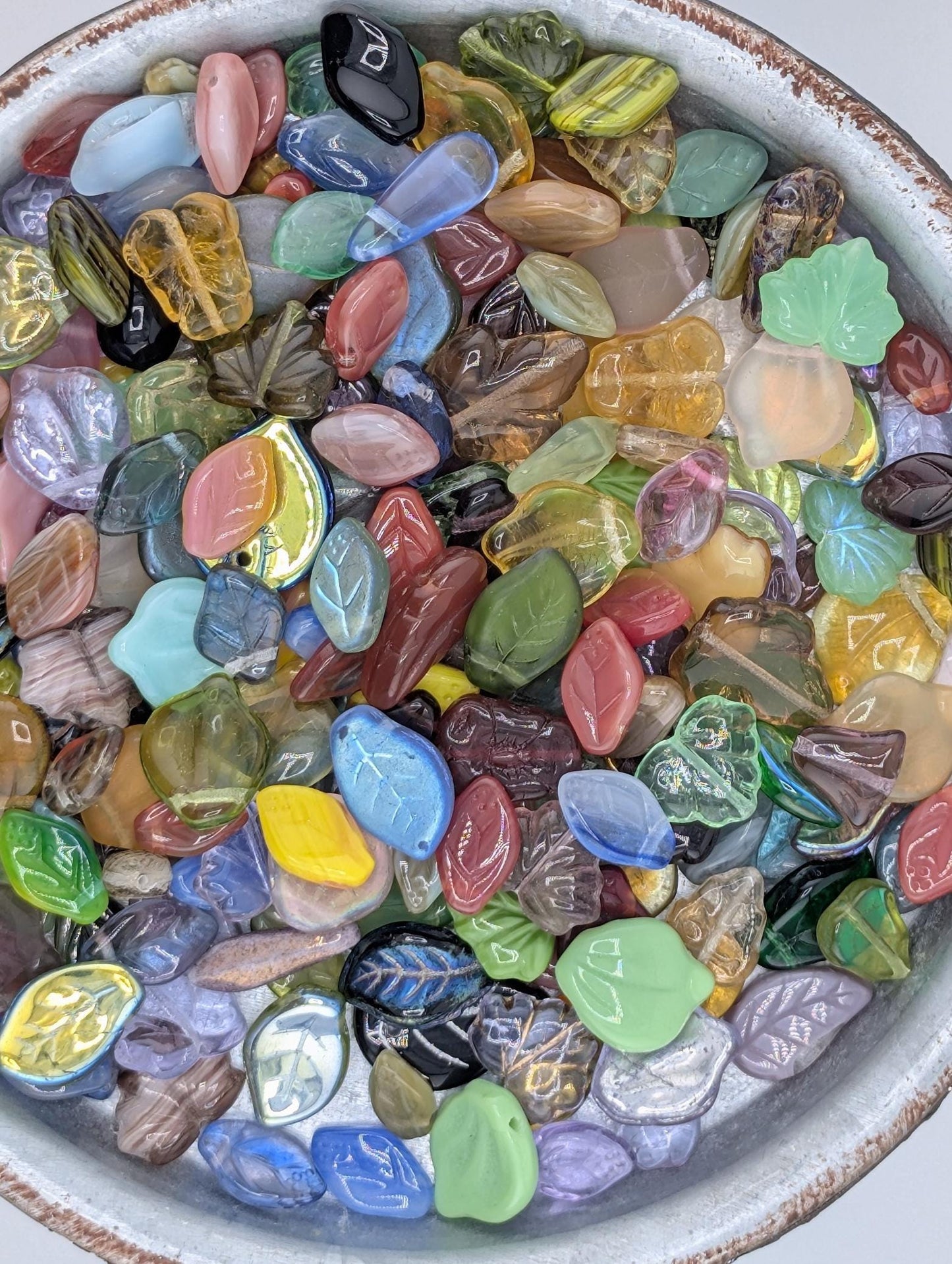 Czech Pressed Glass Leaf Bead Mix 30g pkg
