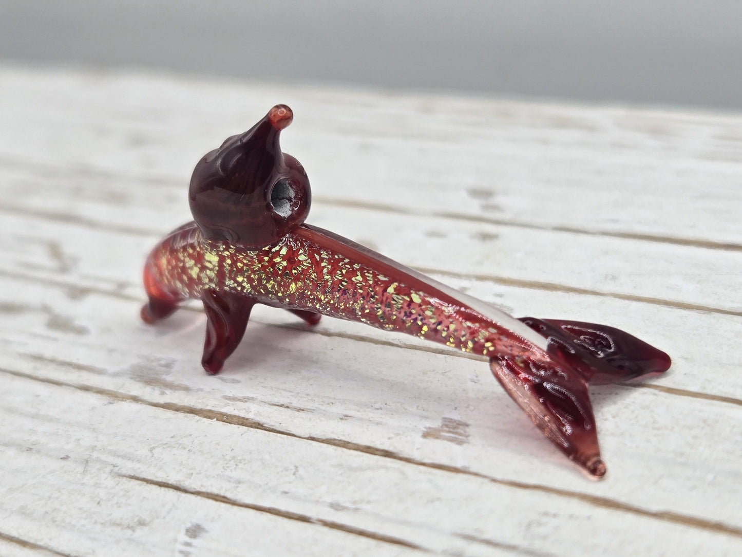 Red Dolphin Bead Lampworks Handmade Glass Bead For Jewelry Making and Crafts