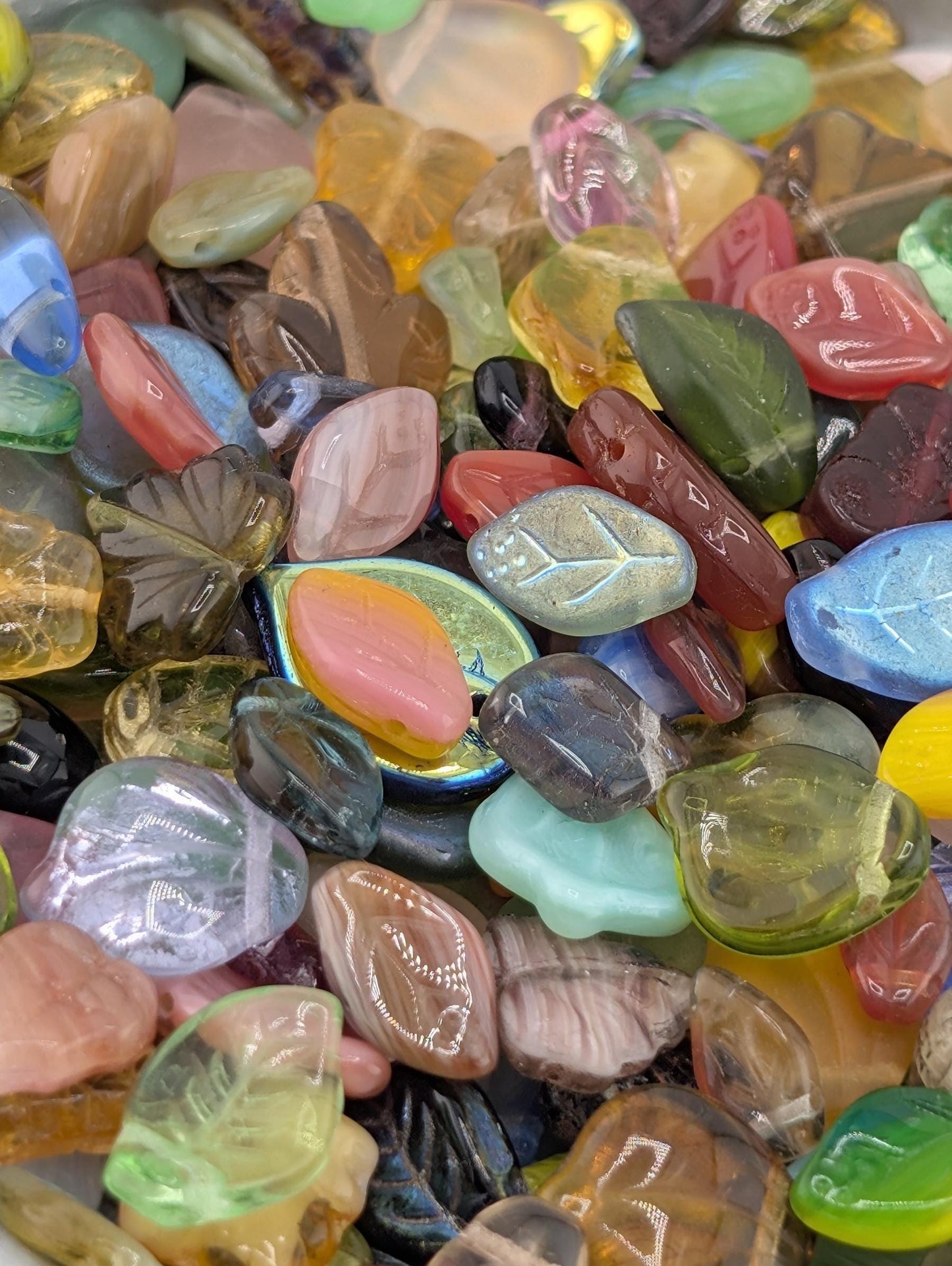 Czech Pressed Glass Leaf Bead Mix 30g pkg