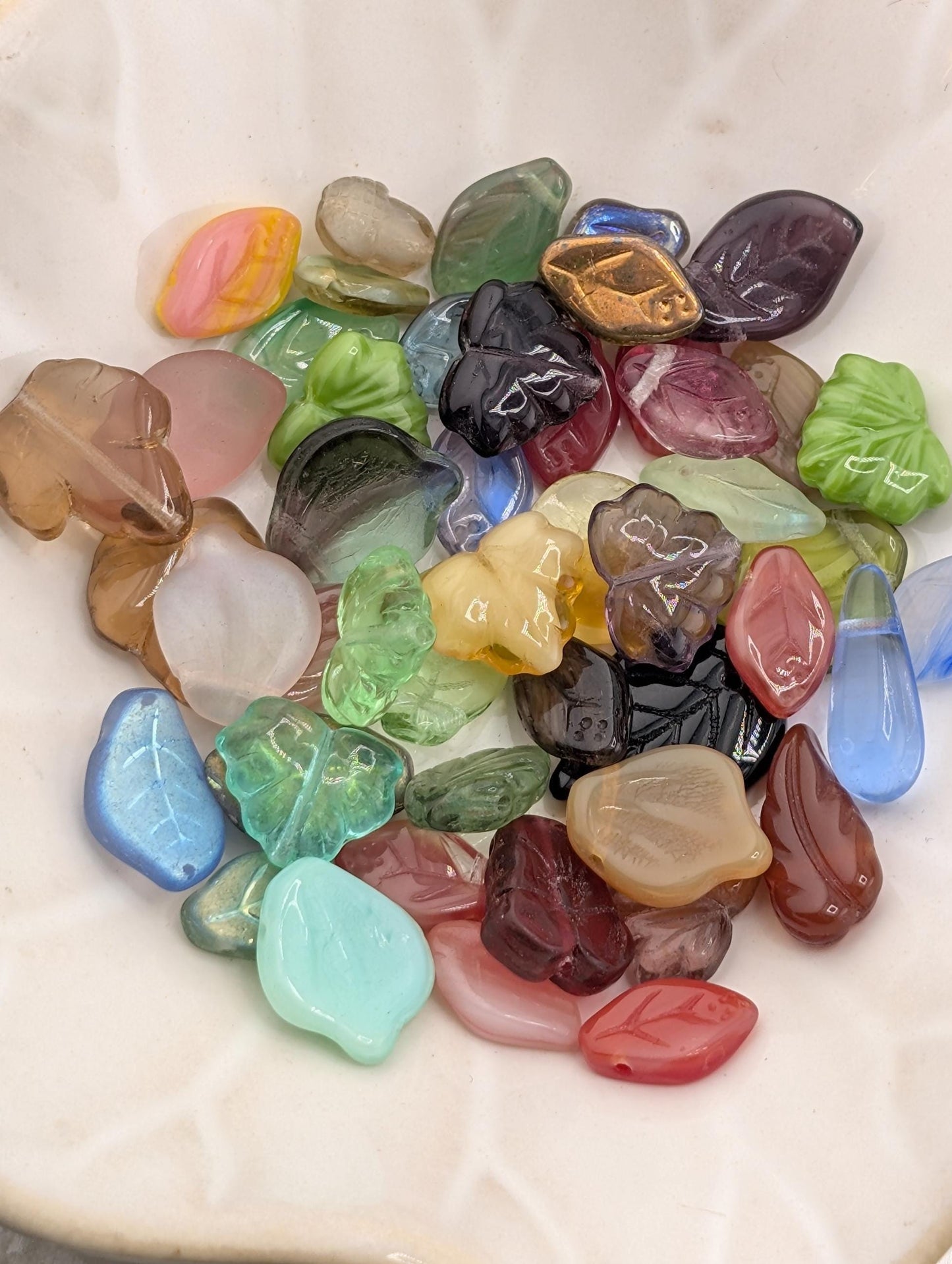 Czech Pressed Glass Leaf Bead Mix 30g pkg