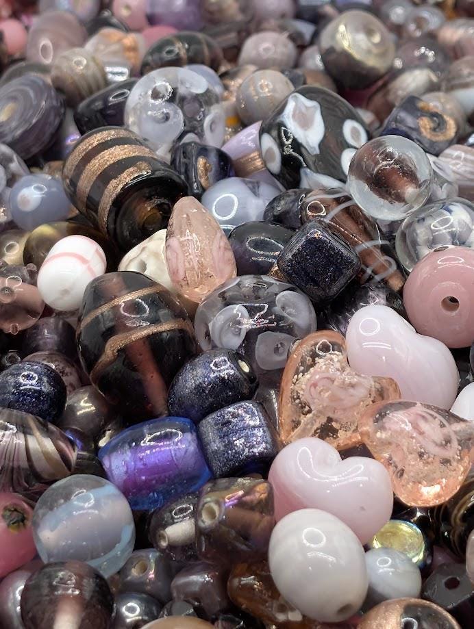 Bulk Handcrafted Lampwork Glass Beads for Jewelry Making: Vibrant Pink Artisan Creations in Bulk (30g Pkg)
