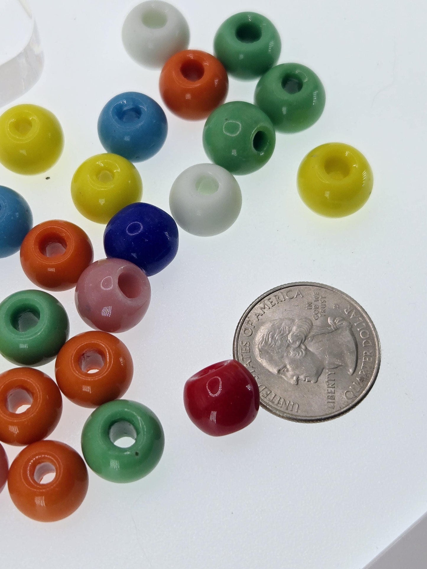 10mm Round Large Hole Glass Beads: Colorful DIY Craft Supplies (2oz Pkg)