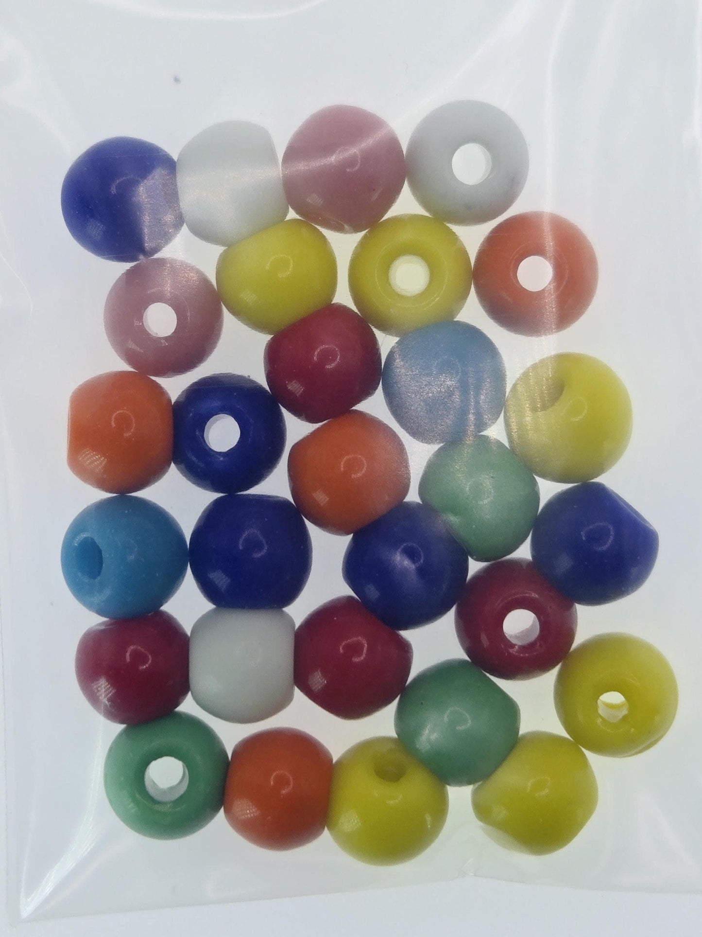 10mm Round Large Hole Glass Beads: Colorful DIY Craft Supplies (2oz Pkg)