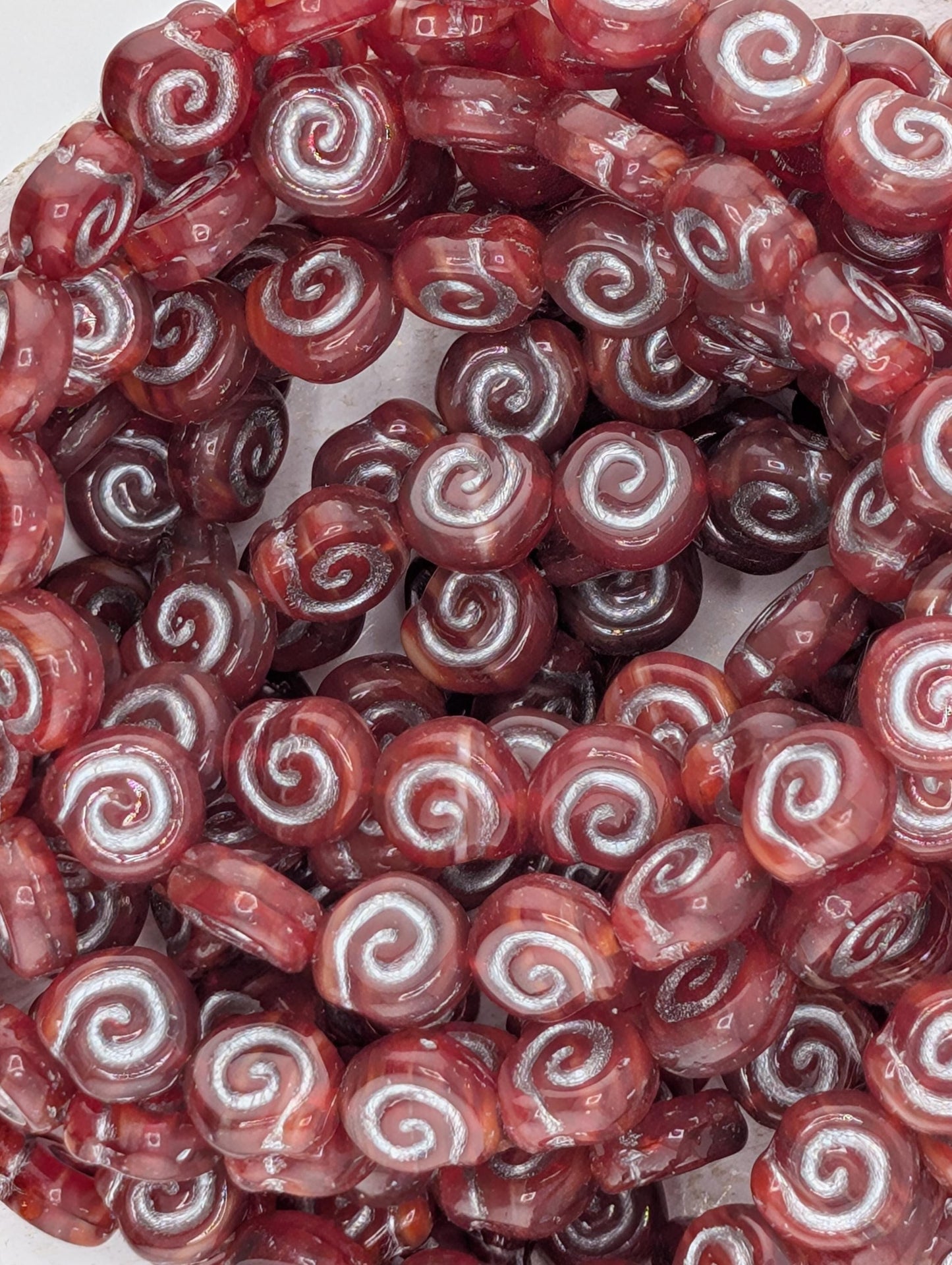 13mm Czech Puffed Coin Snail Shell Beads (24 pcs)