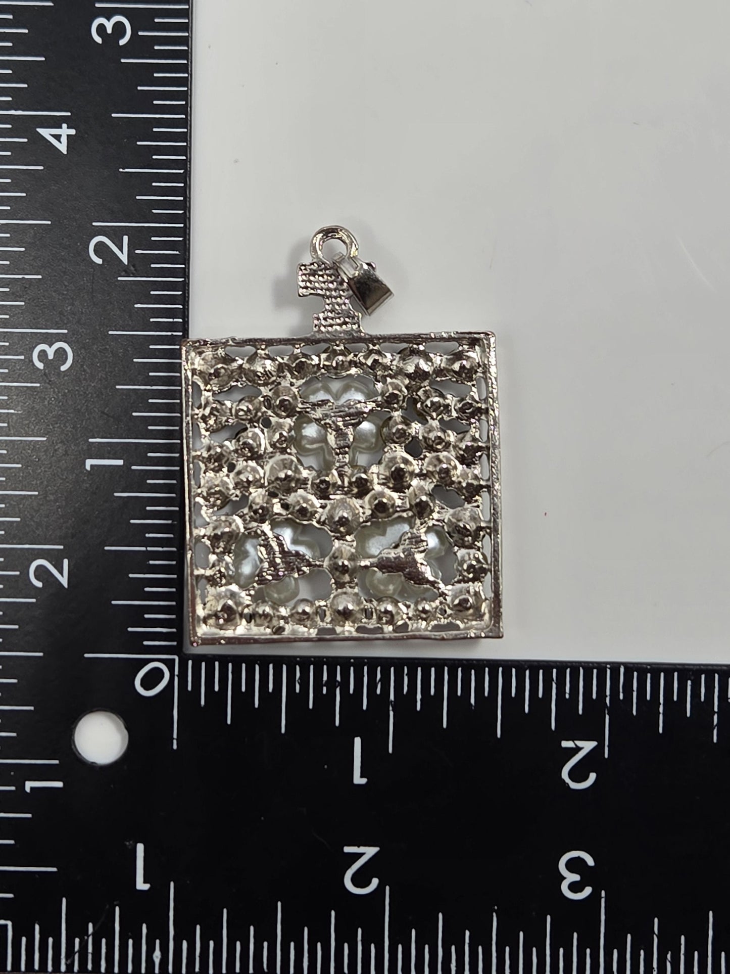 Square Flower and Filigree Ornate Focal Pendant Bag Charm