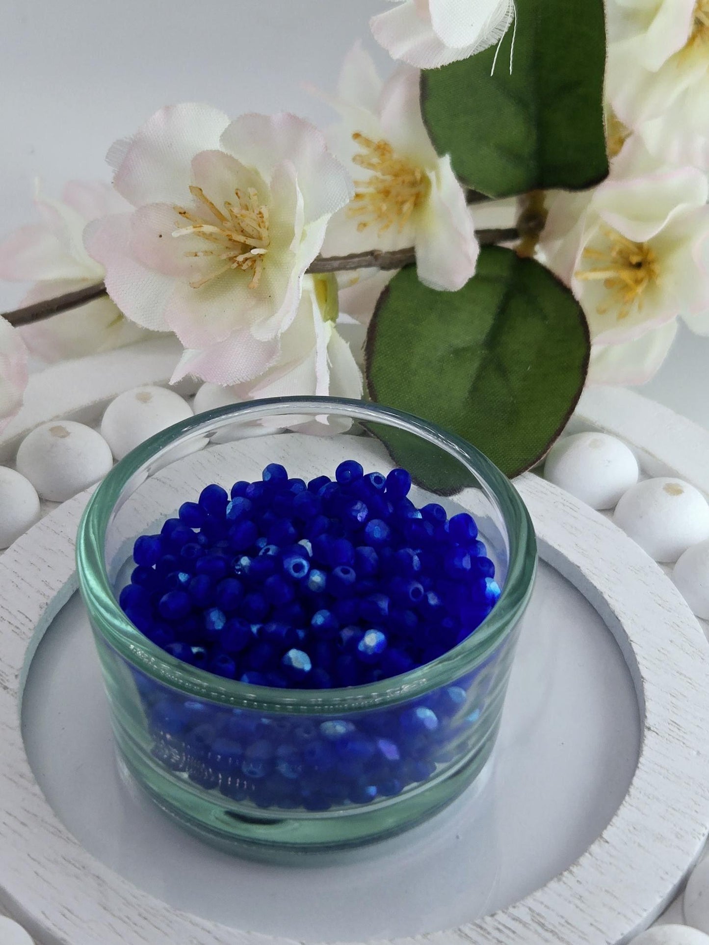 Matte Cobalt Blue AB Preciosa Fire Polished Beads, 3mm. (3g Approx 100 pcs)
