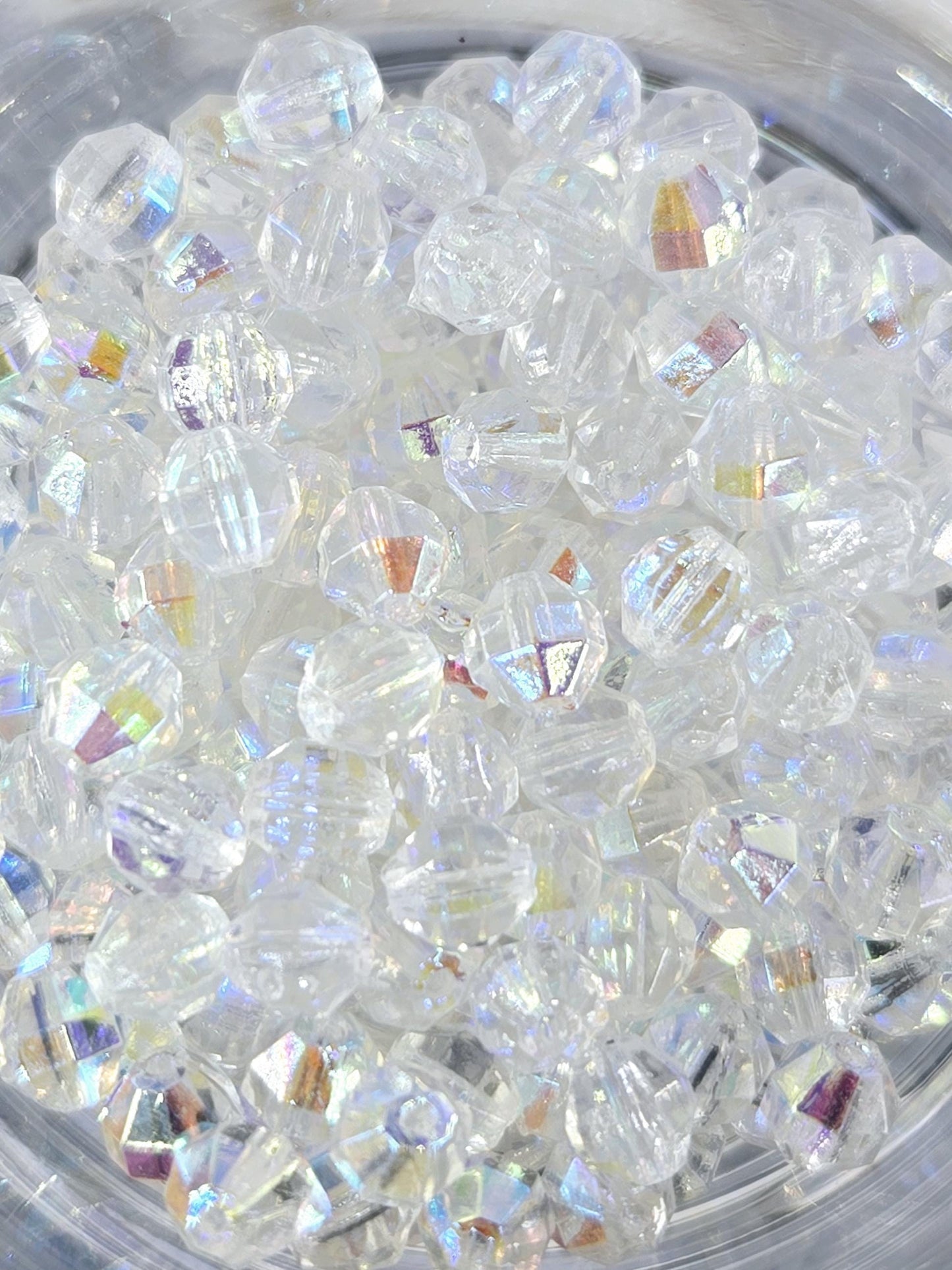 Rainbow AB Crystal Beads: Czech Fire Polished Preciosa, 5mm Faceted Round