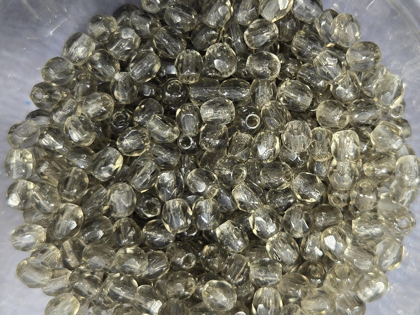 Smokey Crystal Preciosa Fire Polished Beads, 3mm. (100 pcs)