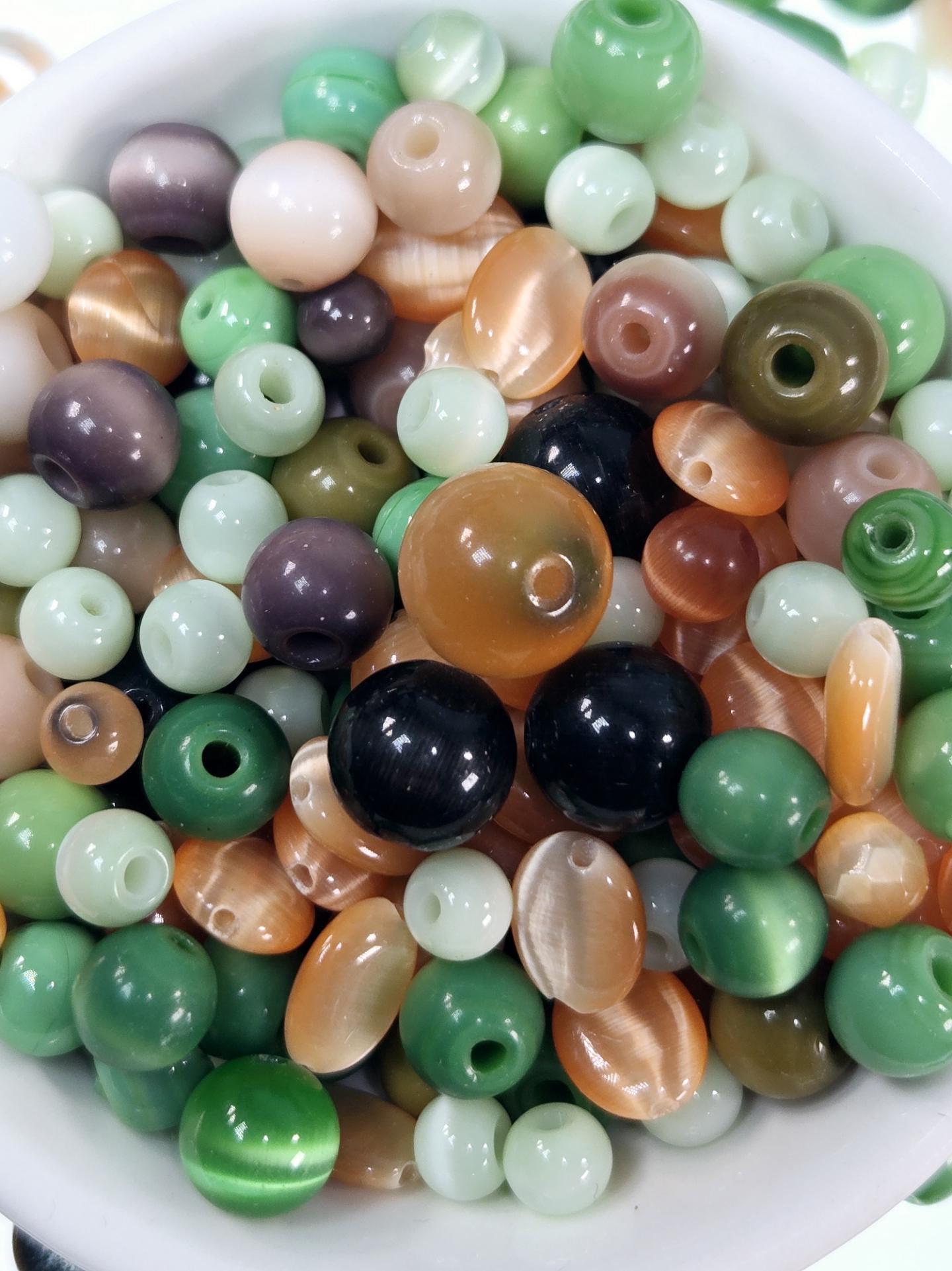 Glass Cat's Eye Bead Soup: Earth Tone Jewelry Making Mix