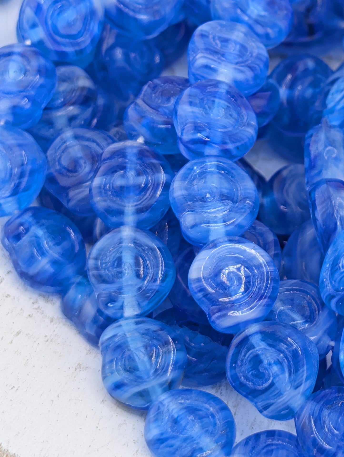 13mm Czech Puffed Coin Snail Shell Beads (24 pcs)