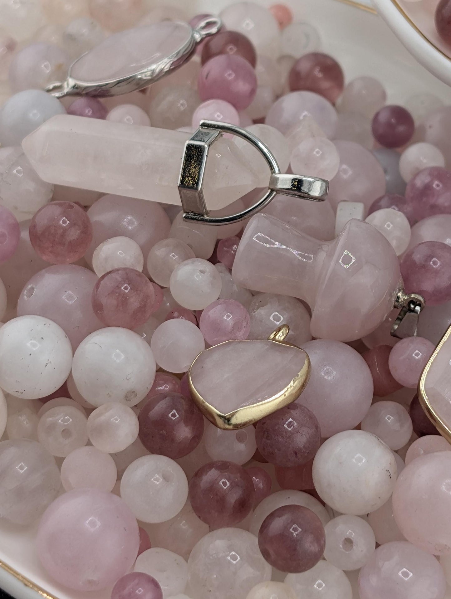 Rose Quartz Gemstone Mix: Natural Stone Beads for Jewelry Making (2oz pkg)