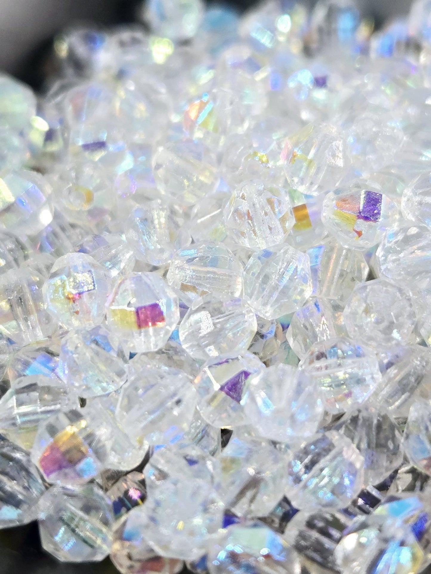 Rainbow AB Crystal Beads: Czech Fire Polished Preciosa, 5mm Faceted Round