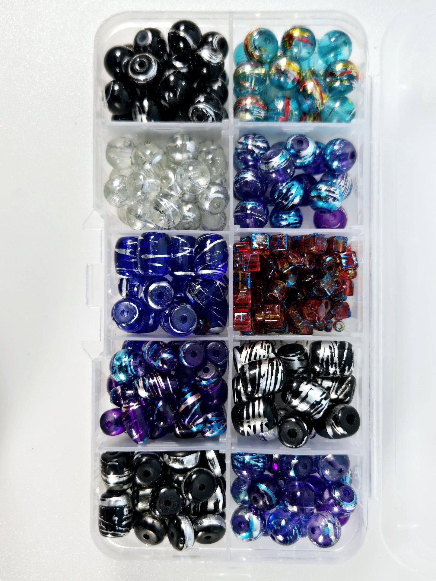 Metallic Striped Glass Bead Set