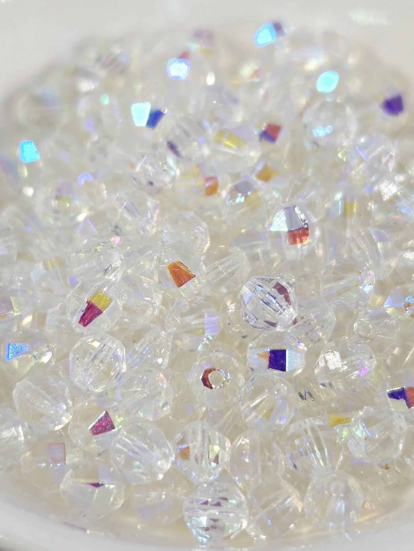 Rainbow AB Crystal Beads: Czech Fire Polished Preciosa, 5mm Faceted Round