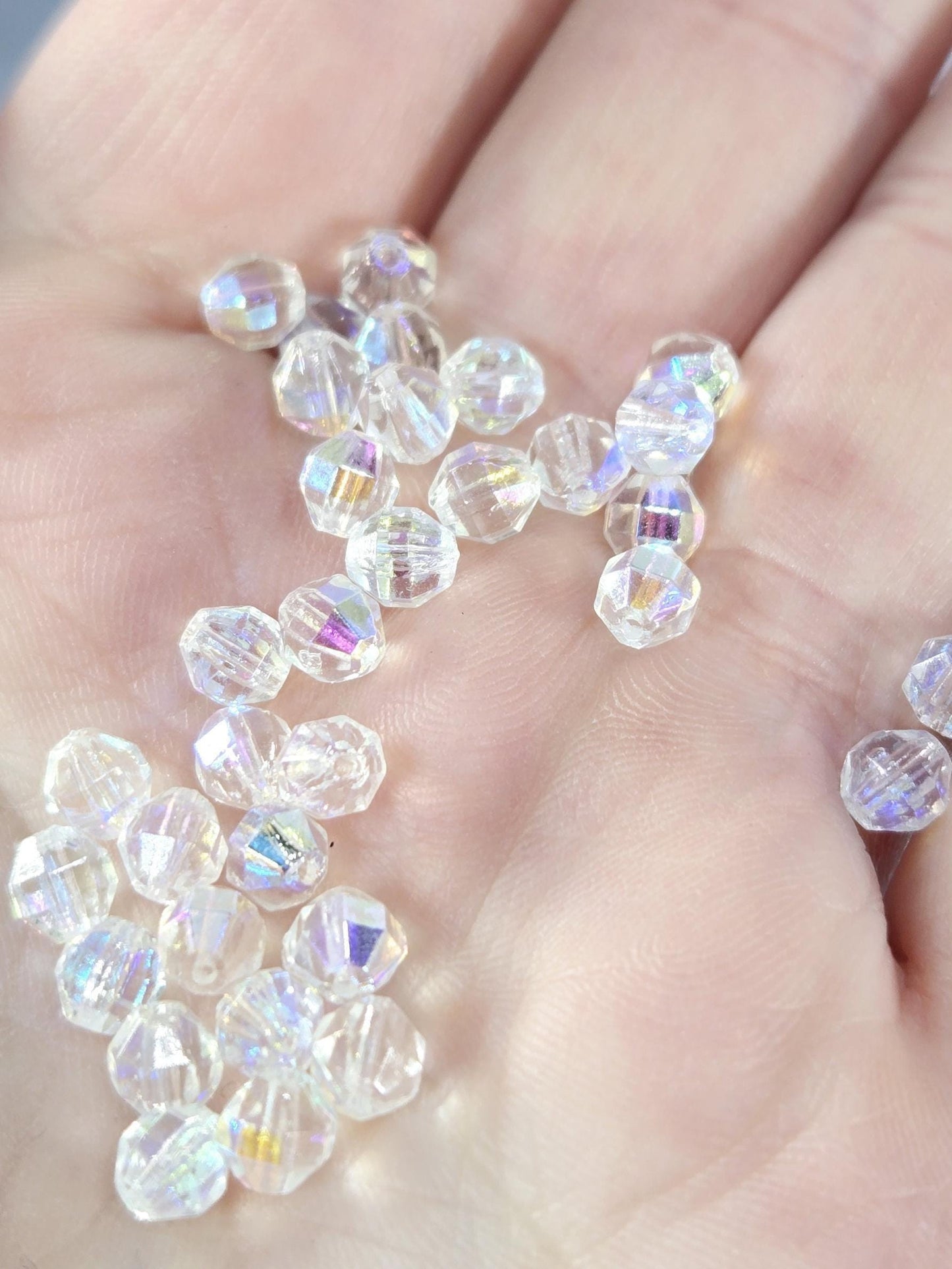Rainbow AB Crystal Beads: Czech Fire Polished Preciosa, 5mm Faceted Round