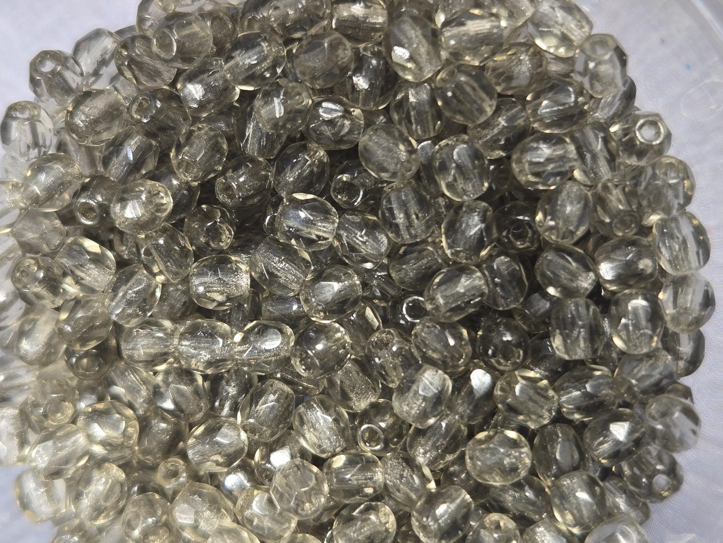 Smokey Crystal Preciosa Fire Polished Beads, 3mm. (100 pcs)