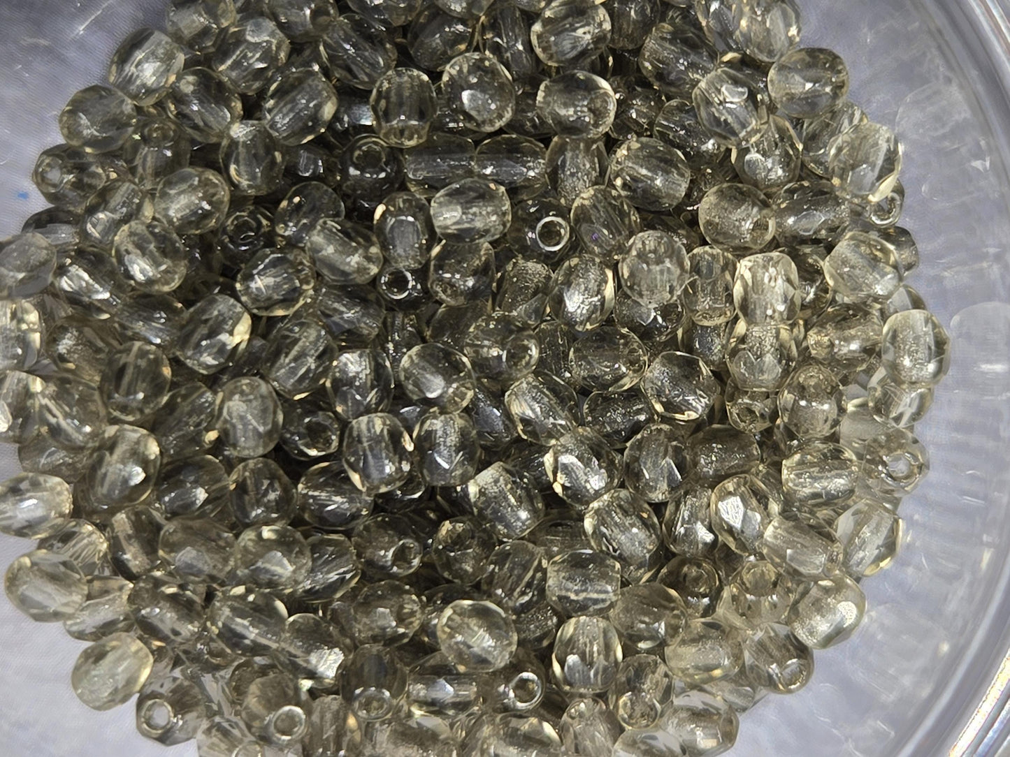Smokey Crystal Preciosa Fire Polished Beads, 3mm. (100 pcs)