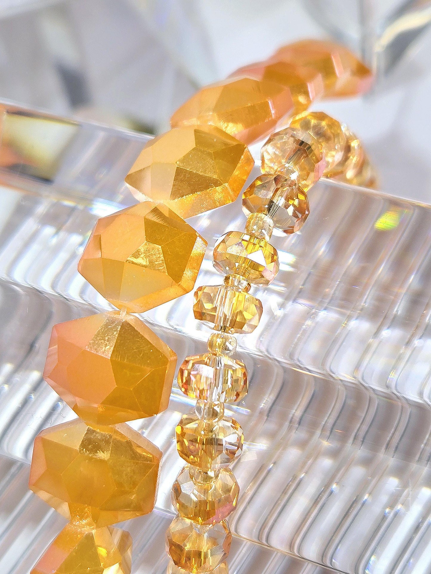 2 Strands of Orange Faceted Glass Beads: Colorful DIY Jewelry Making Supplies
