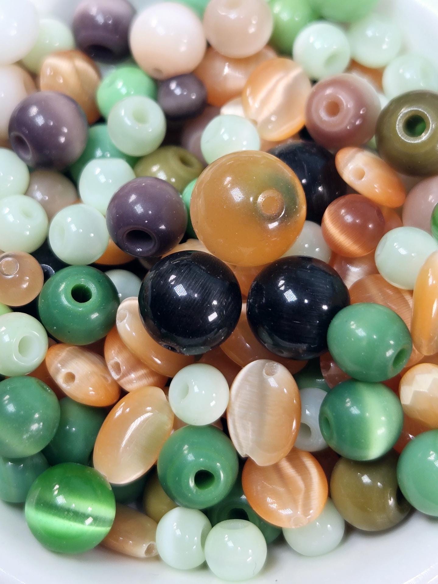 Glass Cat's Eye Bead Soup: Earth Tone Jewelry Making Mix