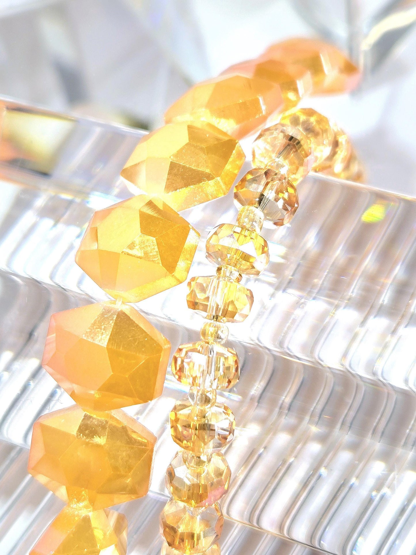 2 Strands of Orange Faceted Glass Beads: Colorful DIY Jewelry Making Supplies
