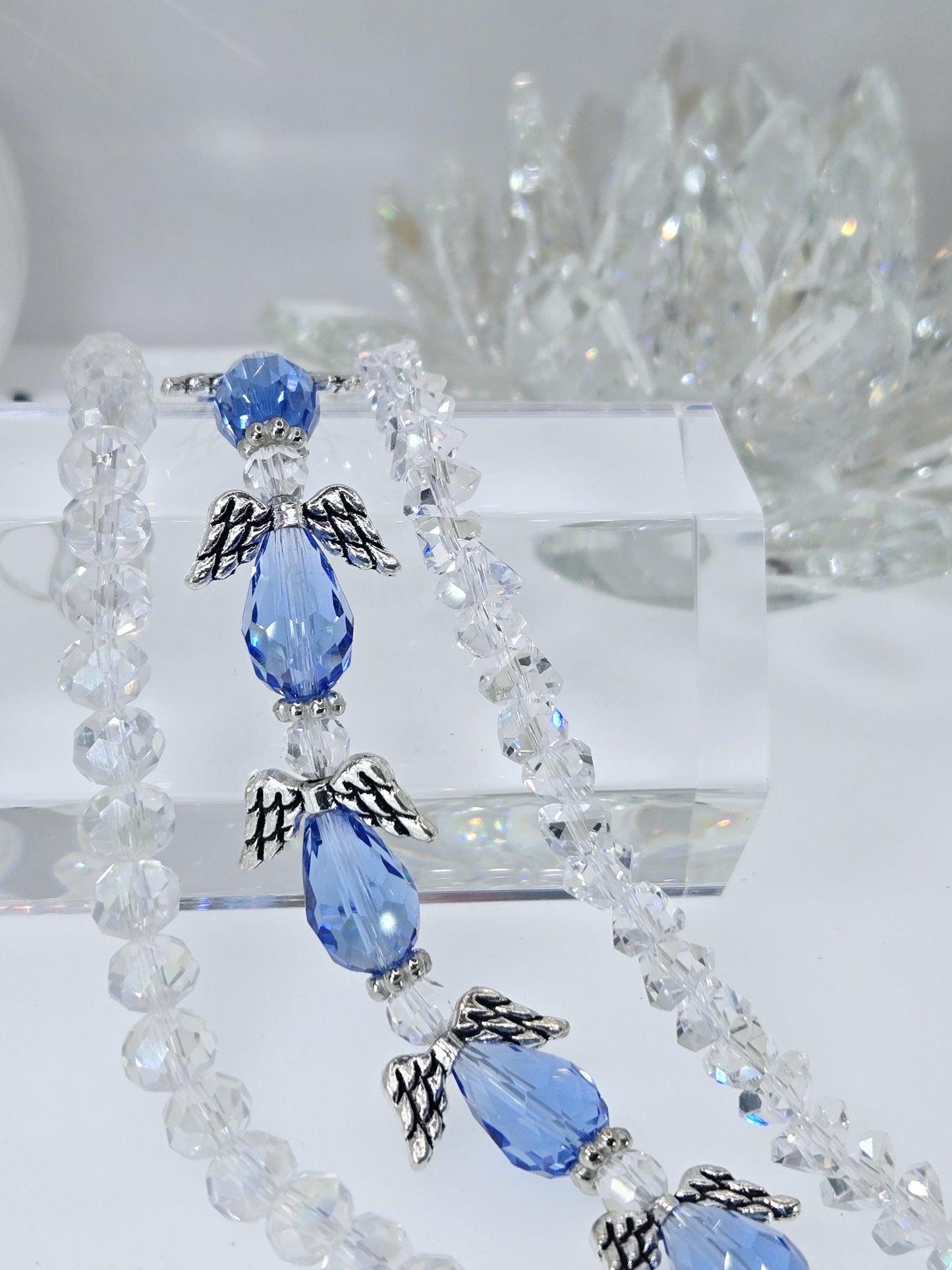 Faceted Blue Angel Glass Bead Strands: Colorful DIY Jewelry Making Supplies
