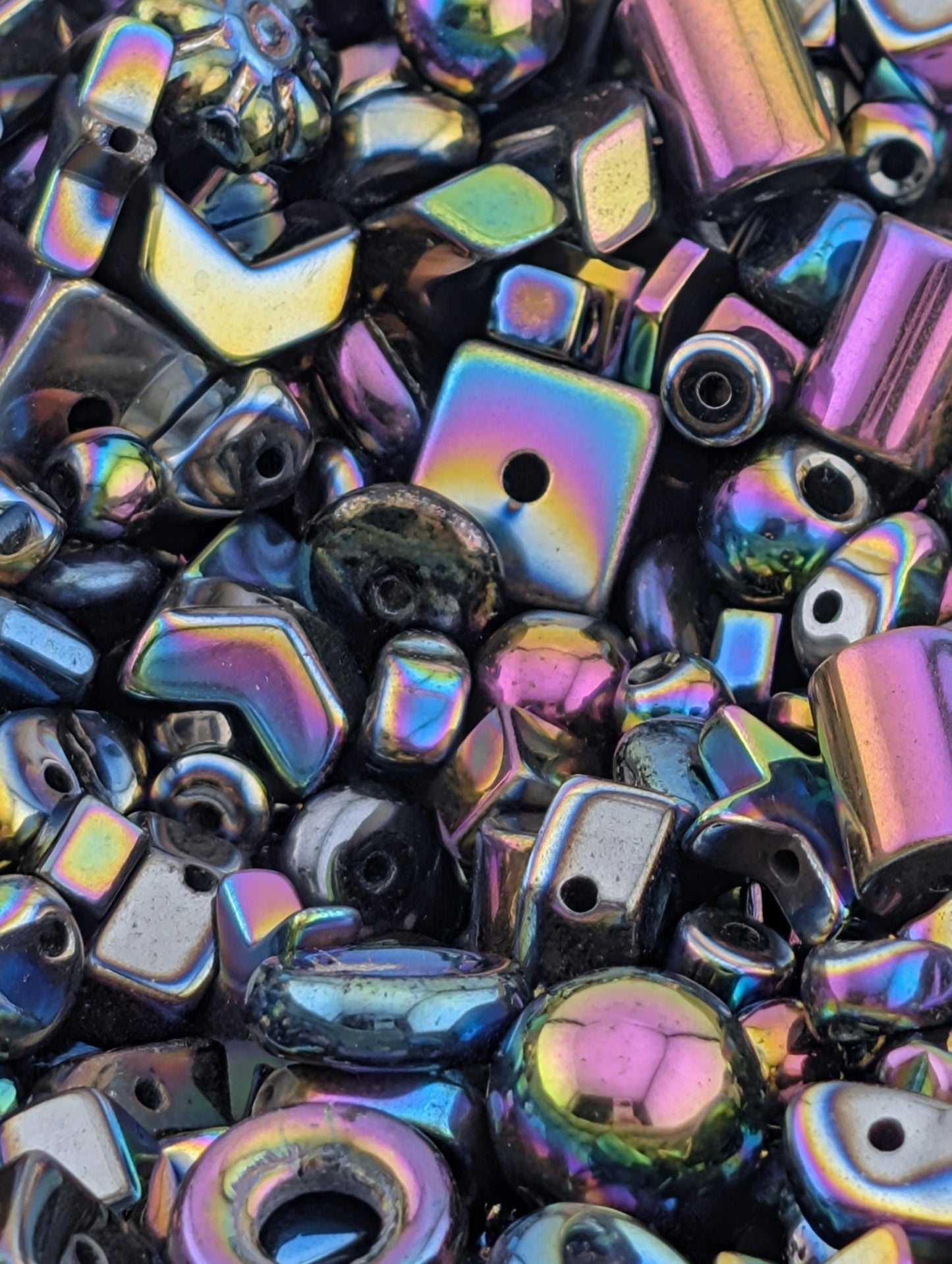 Rainbow Hematite Gemstone Mix: 2oz Natural Stone Crafting Beads