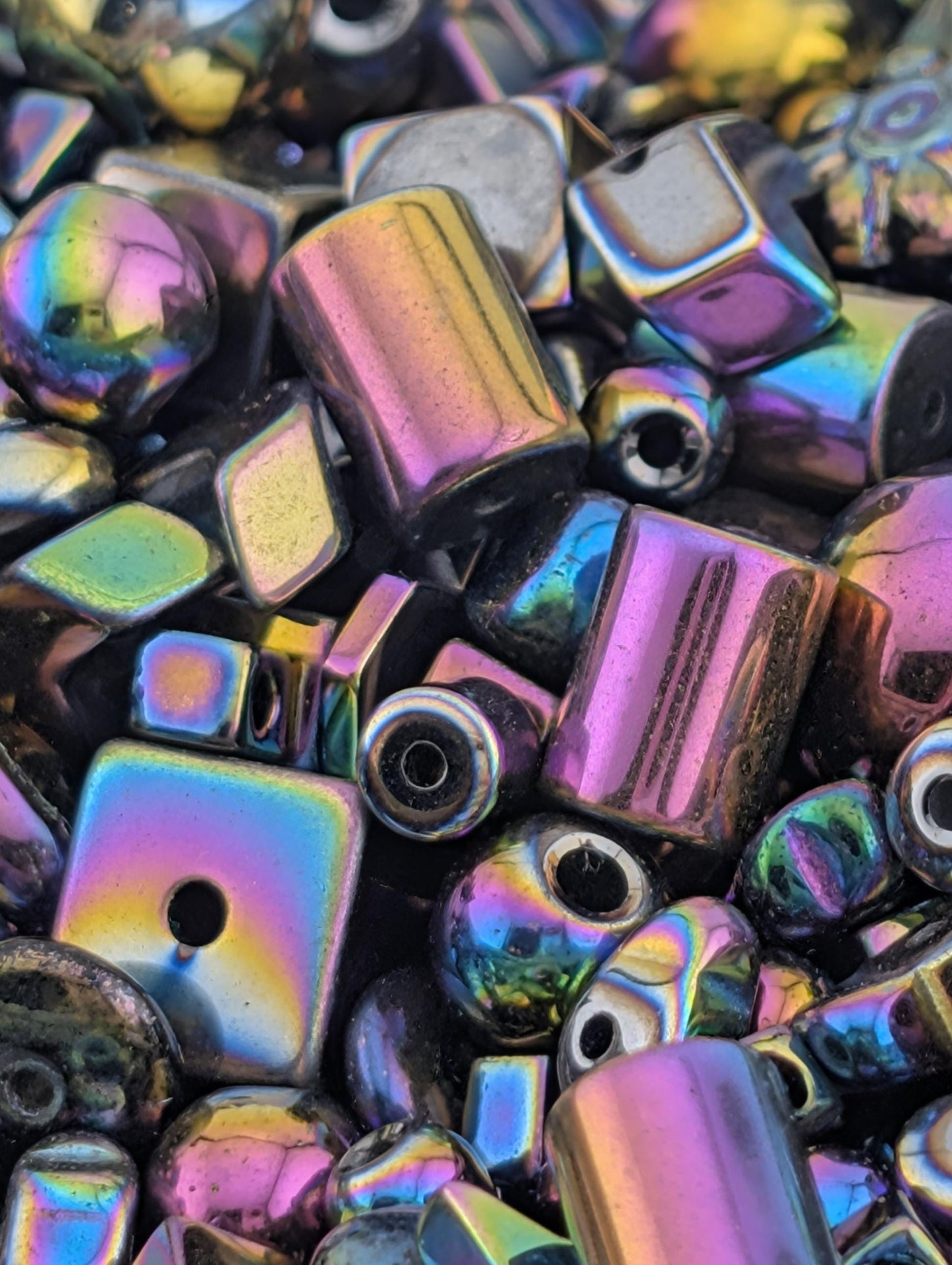 Rainbow Hematite Gemstone Mix: 2oz Natural Stone Crafting Beads