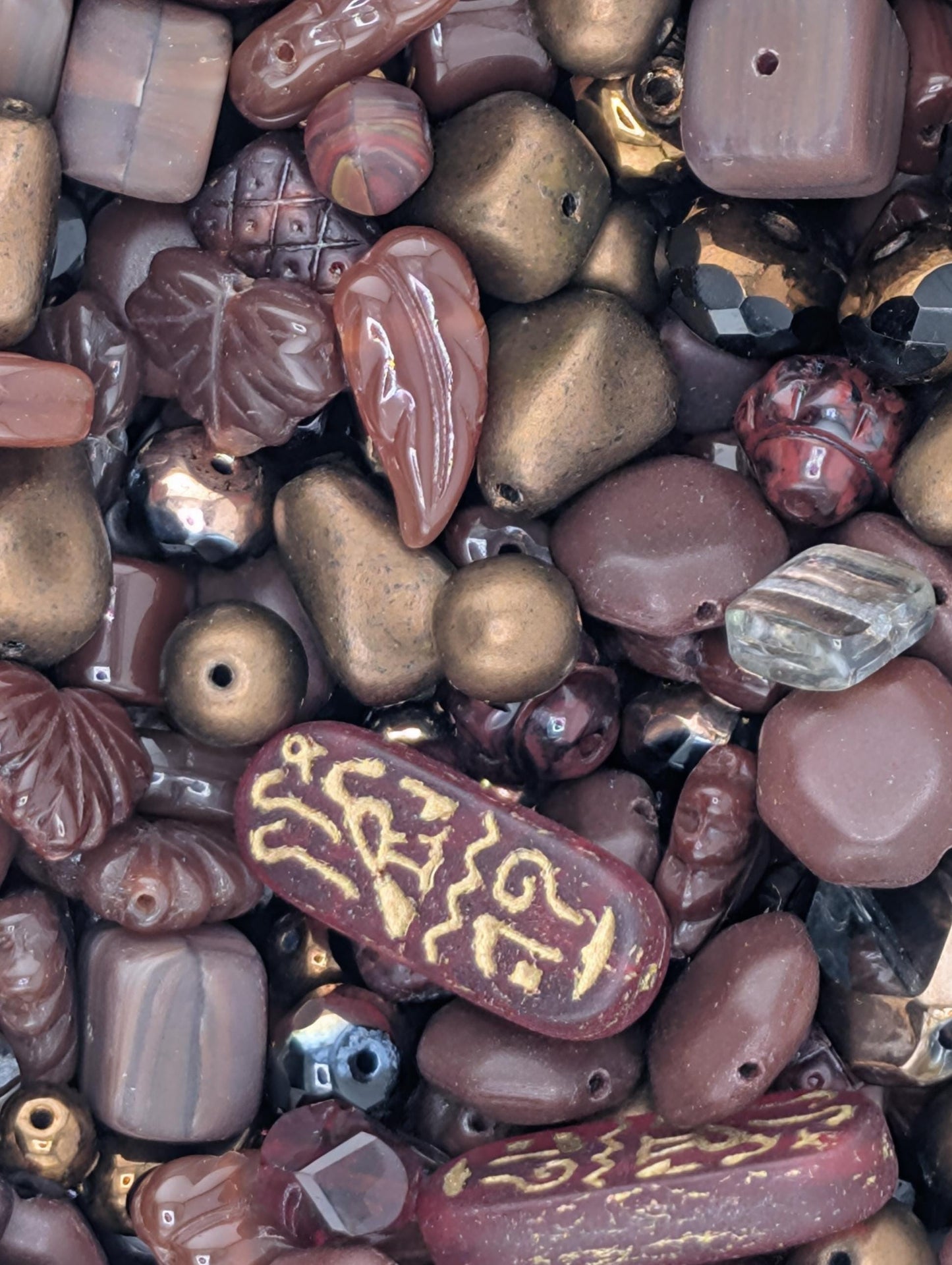 Brick Red Mix Czech Pressed Glass Beads: Boho Jewelry Making Supply (30g pkg)