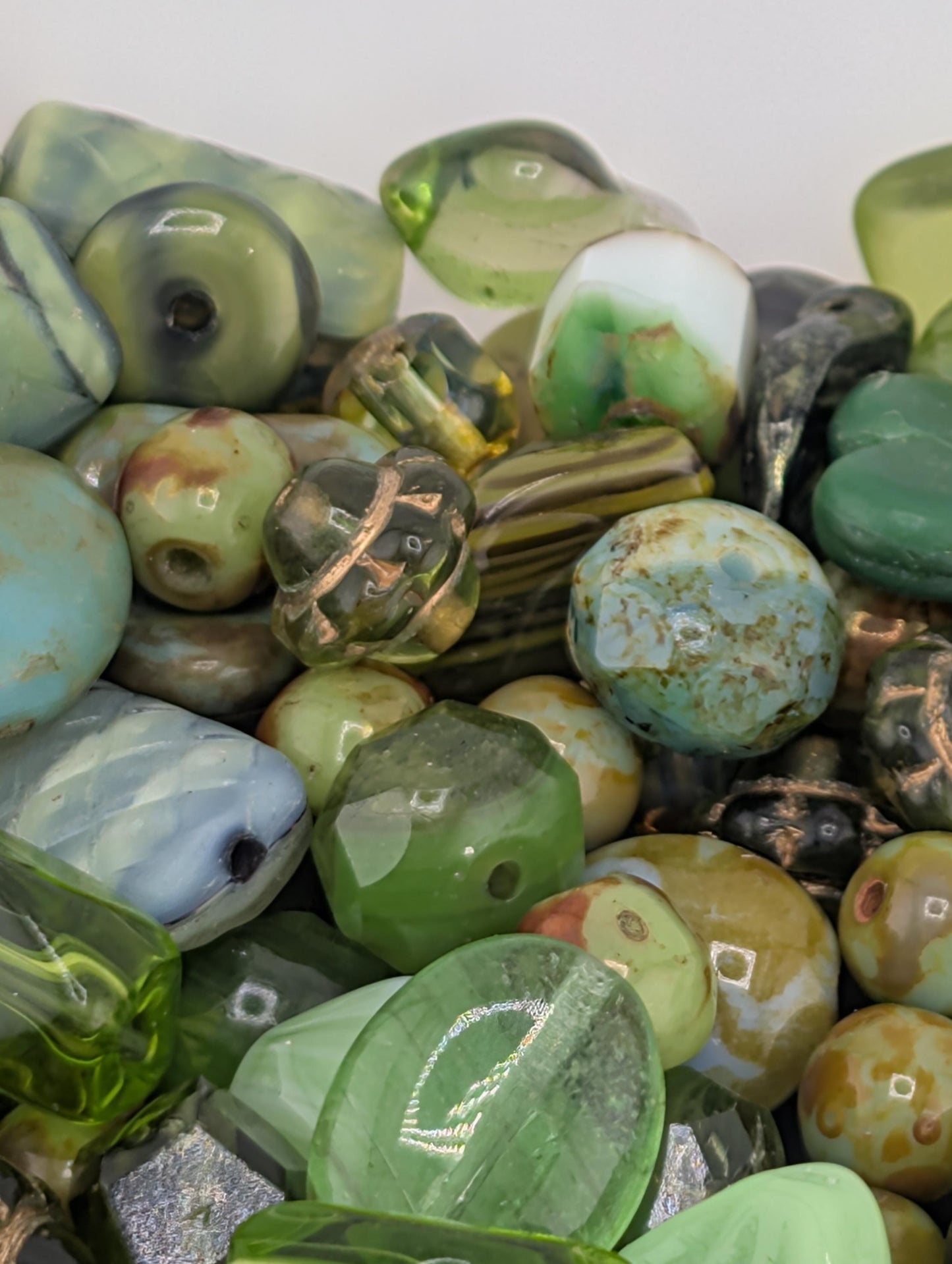 Olive Green Czech Glass Beads: Boho Jewelry Making Supply (30g pkg)