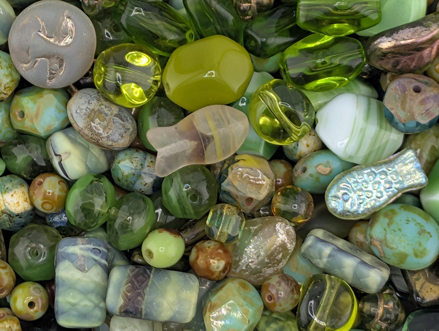 Olive Green Czech Glass Beads: Boho Jewelry Making Supply (30g pkg)