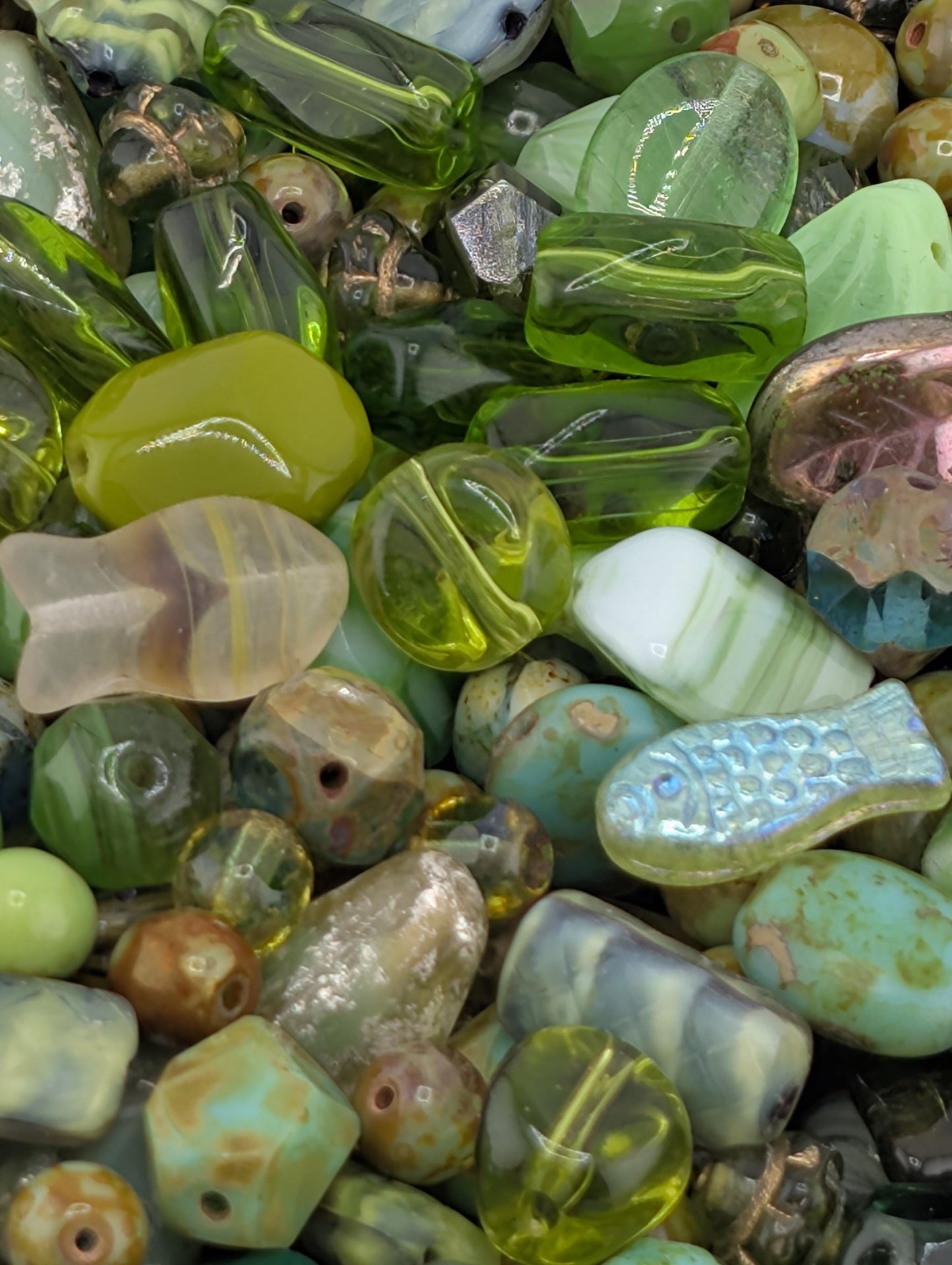 Olive Green Czech Glass Beads: Boho Jewelry Making Supply (30g pkg)